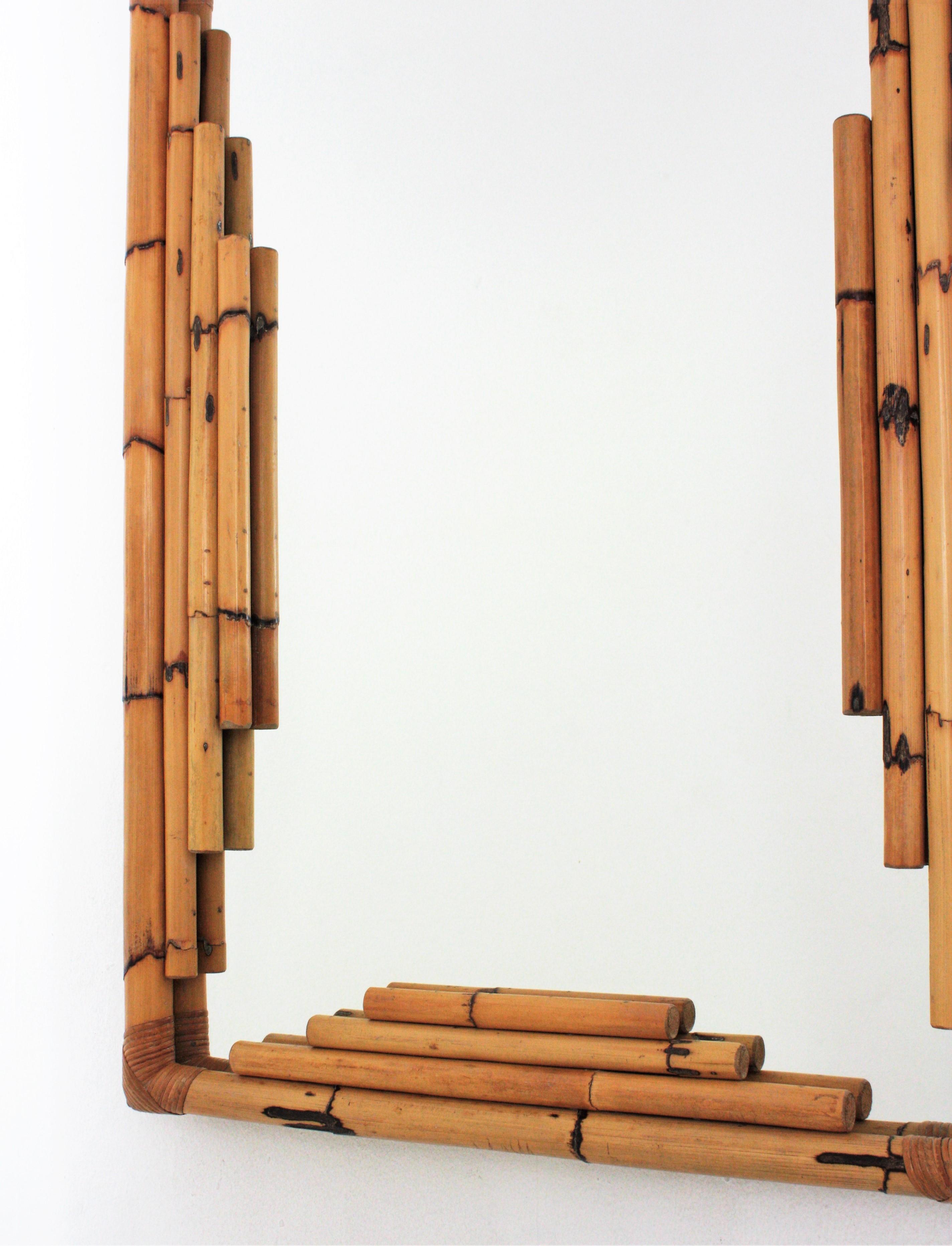Bamboo Rattan Large Rectangular Wall Mirror 2