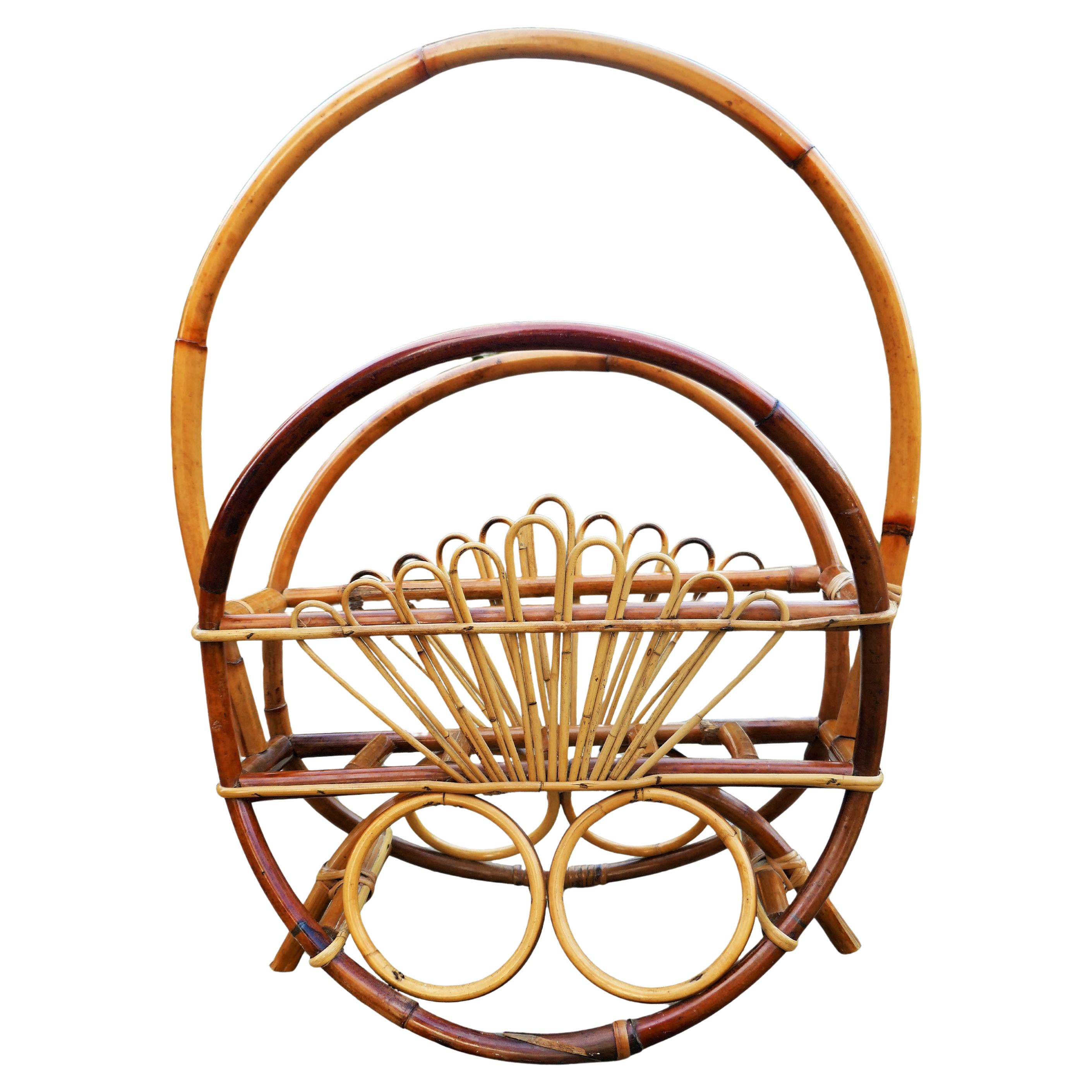 Bamboo rattan magazine rack For Sale