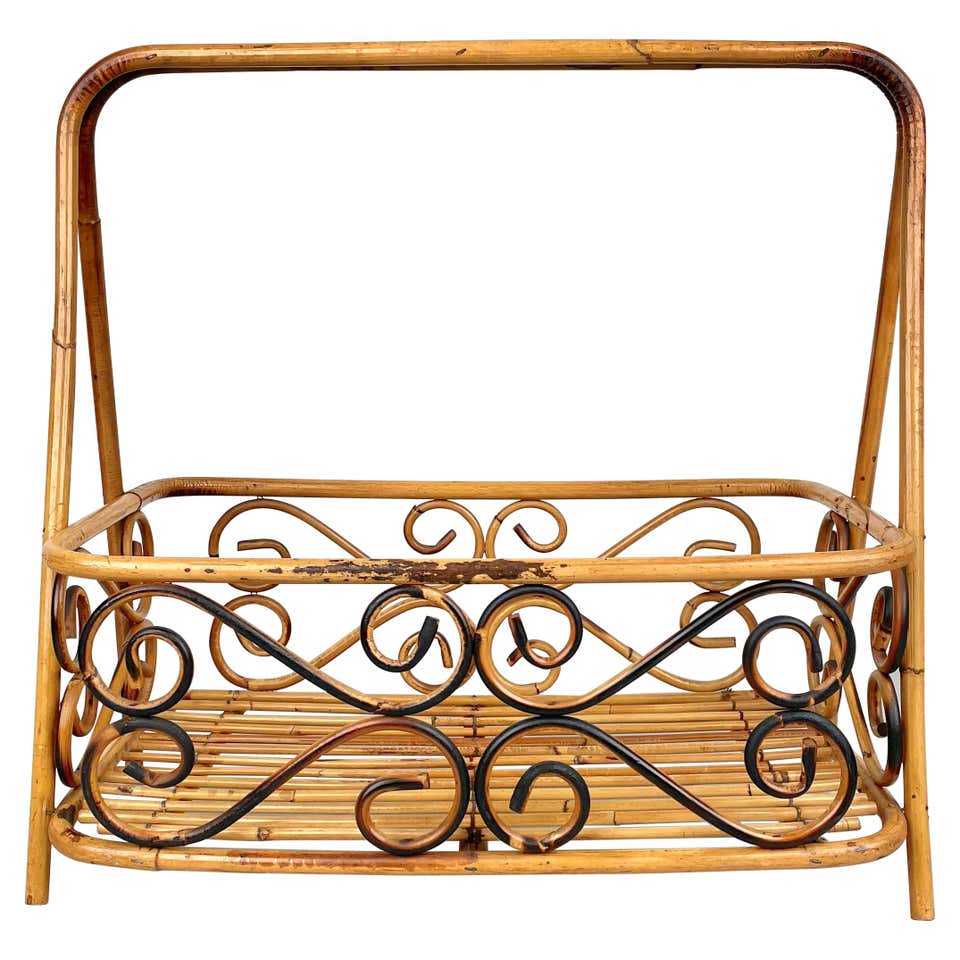 Vintage 1960s Rattan Magazine Rack with Arches at 1stDibs