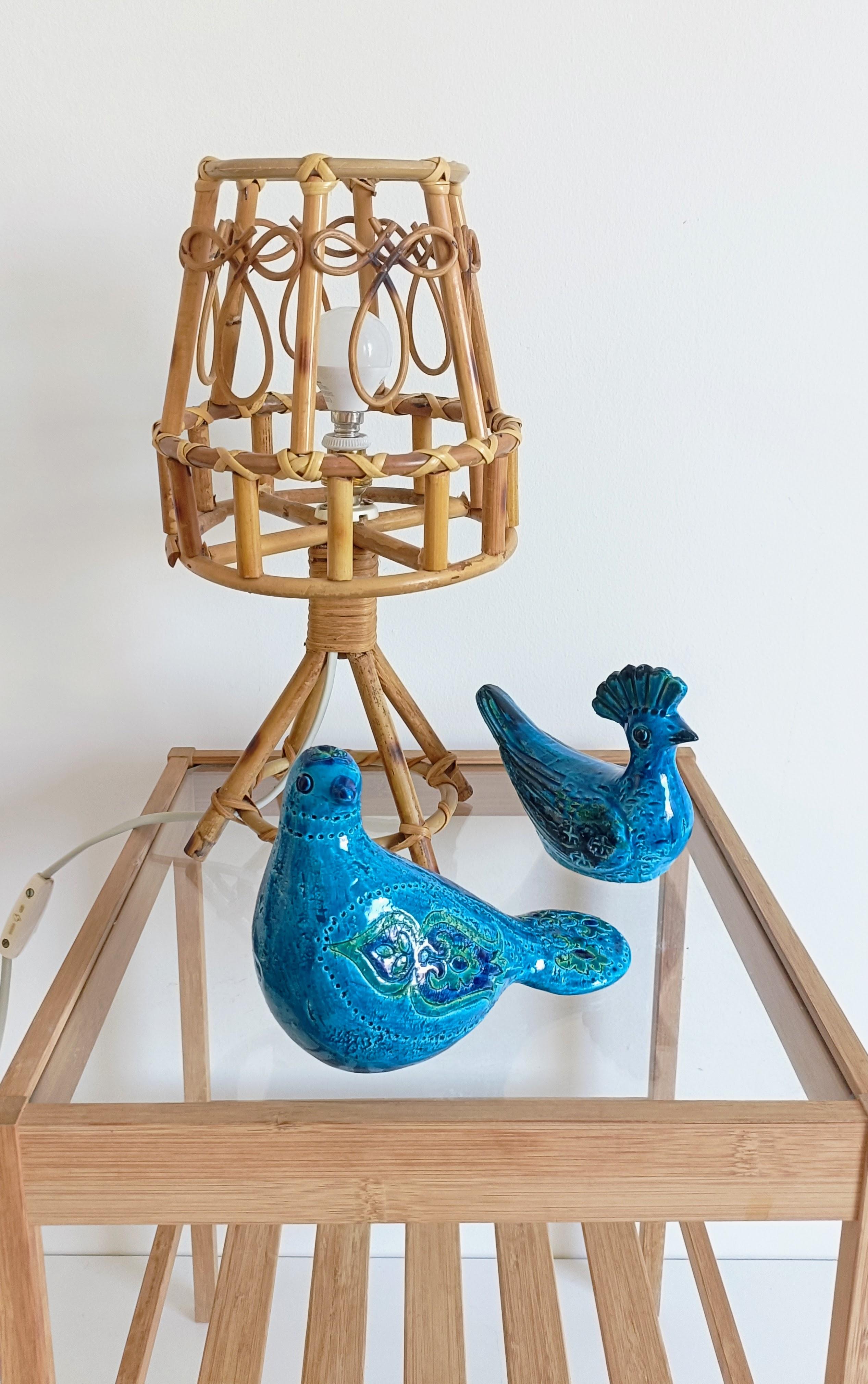 Bamboo Rattan Mid-Century Table Lamp in The Style of Louis Sognot, c. 1960 In Excellent Condition For Sale In Valencia, VC
