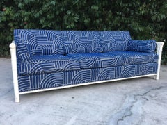 Bamboo Rattan Mid Century Tuxedo Sofa in the Manner of Ficks Reed