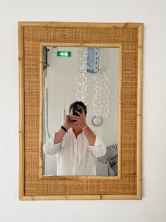 Bamboo Rattan Mirror by Dal Vera, Italy, 1970s