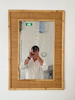 Bamboo Rattan Mirror by Dal Vera, Italy, 1970s