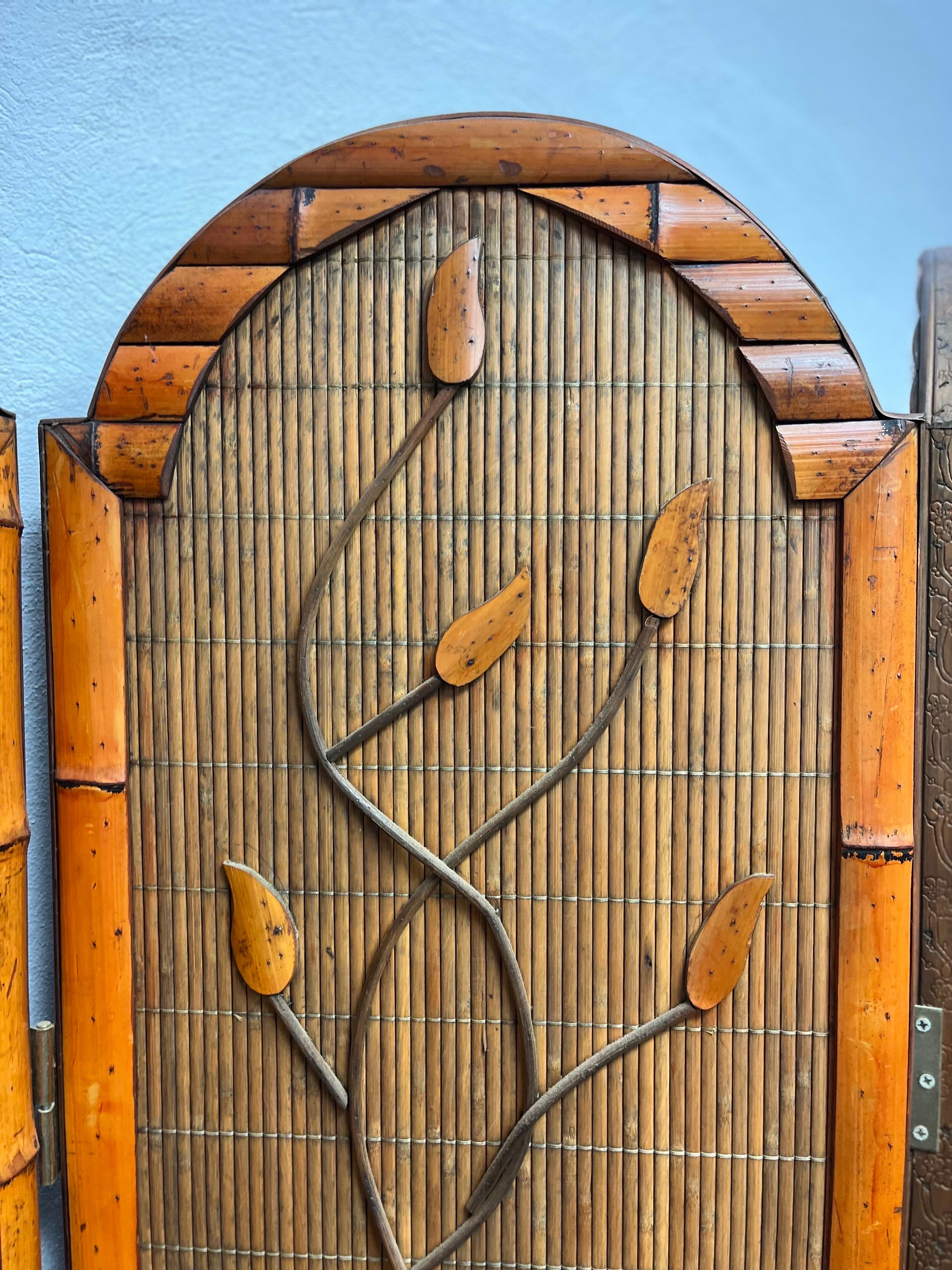 Unknown Bamboo Rattan Folding Screen Room Divider Reversible