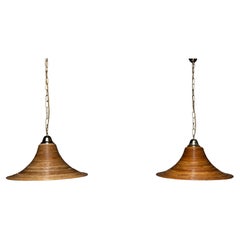 Lampade a sospensione in rattan di bambù di Vivai del Sud, Italia, anni '70
