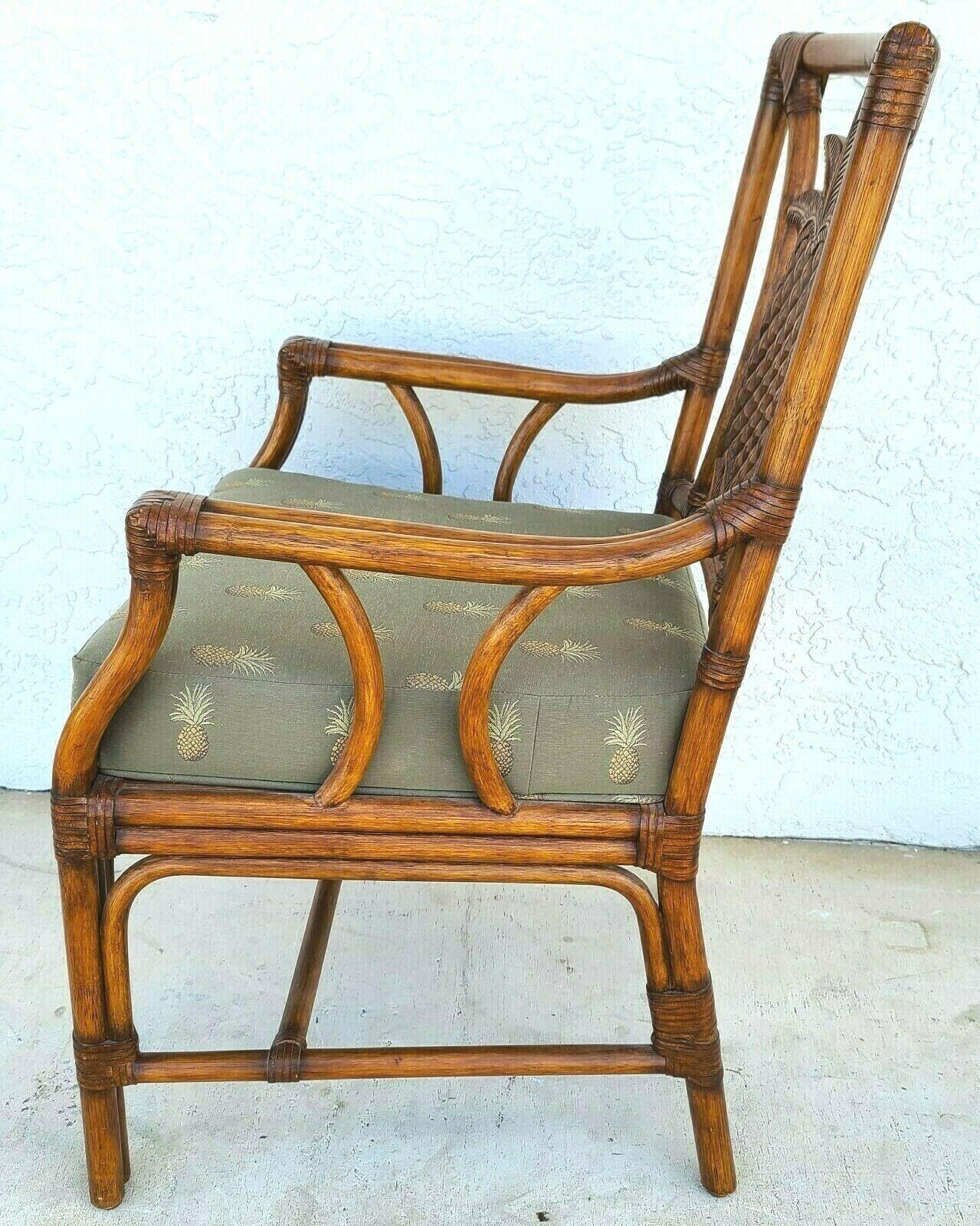 Bamboo Rattan Pineapple Dining Accent Desk Armchair by Palecek In Good Condition In Lake Worth, FL