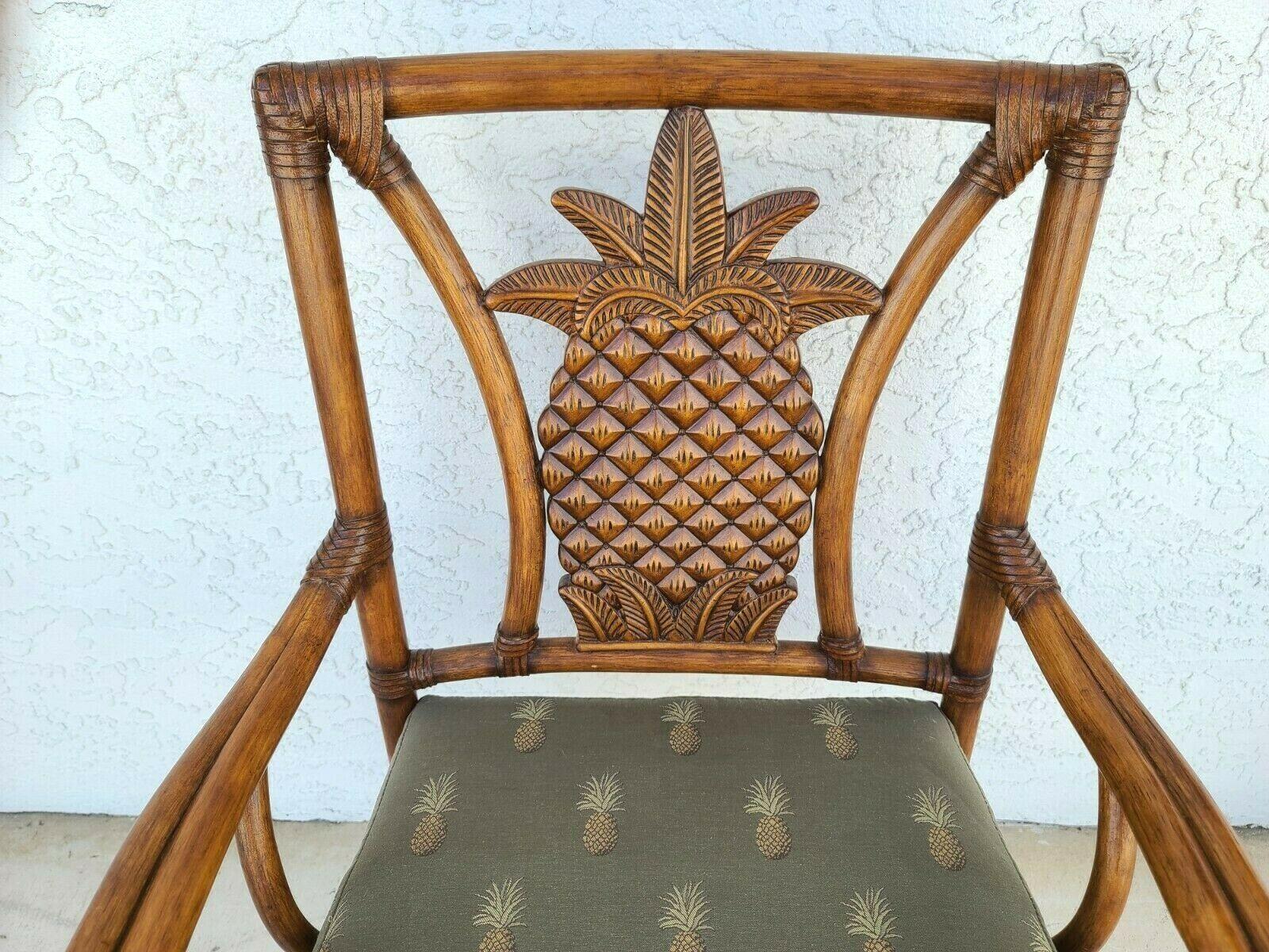 Late 20th Century Bamboo Rattan Pineapple Dining Accent Desk Armchair by Palecek