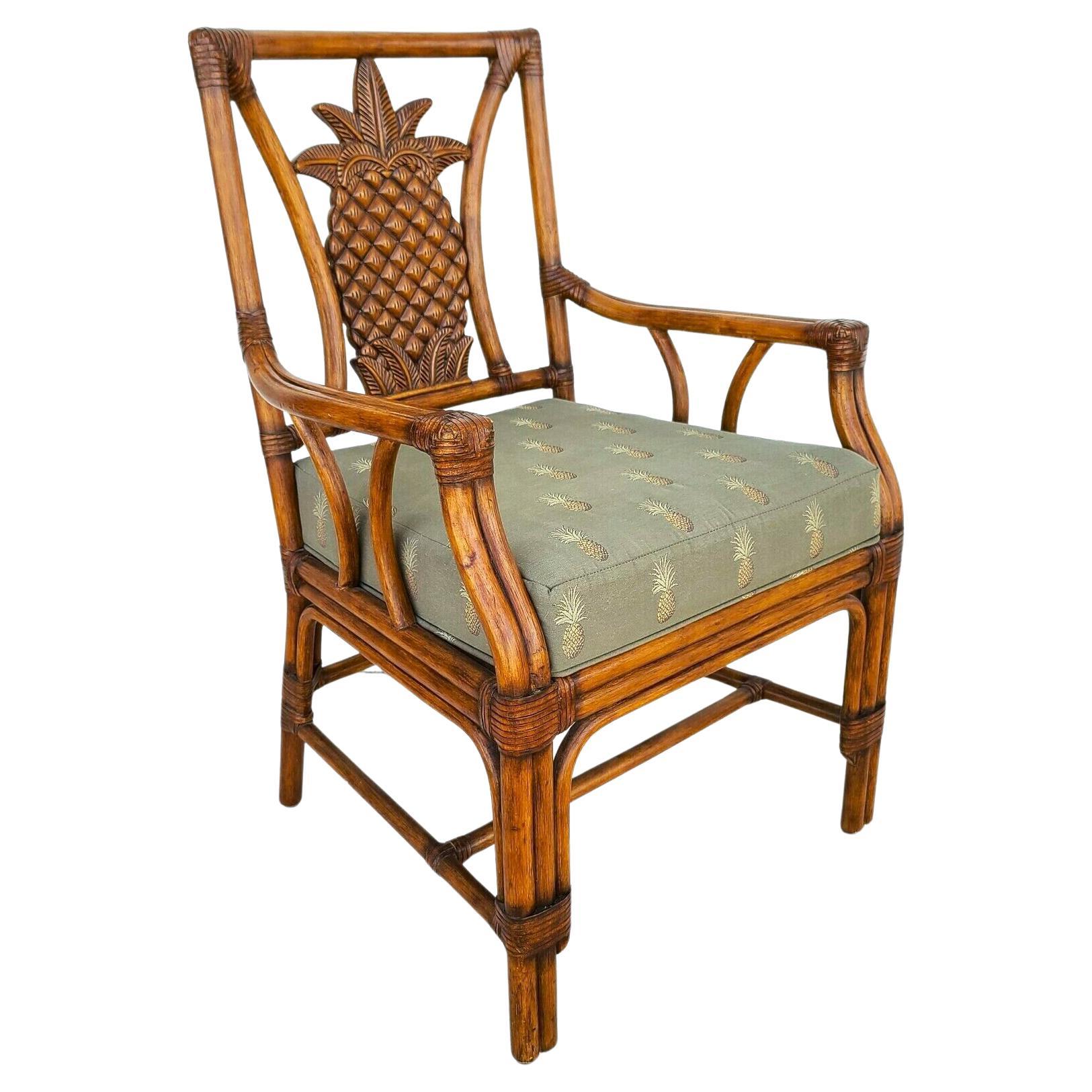 Bamboo Rattan Pineapple Dining Accent Desk Armchair by Palecek