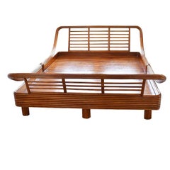Vintage Bamboo Rattan Pretzel Queen Bed in the Style of Paul Frankl