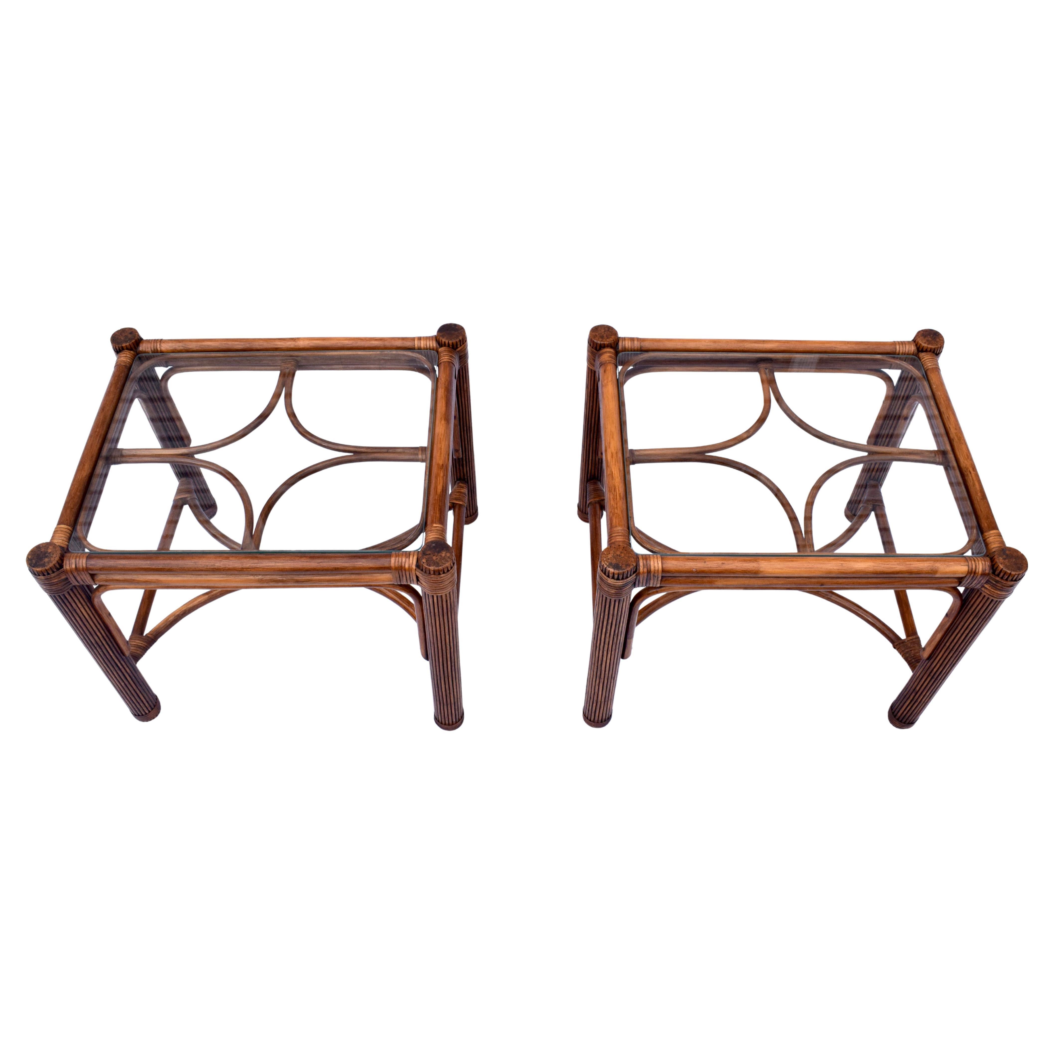 Tables d
appoint en bambou et rotin, paire