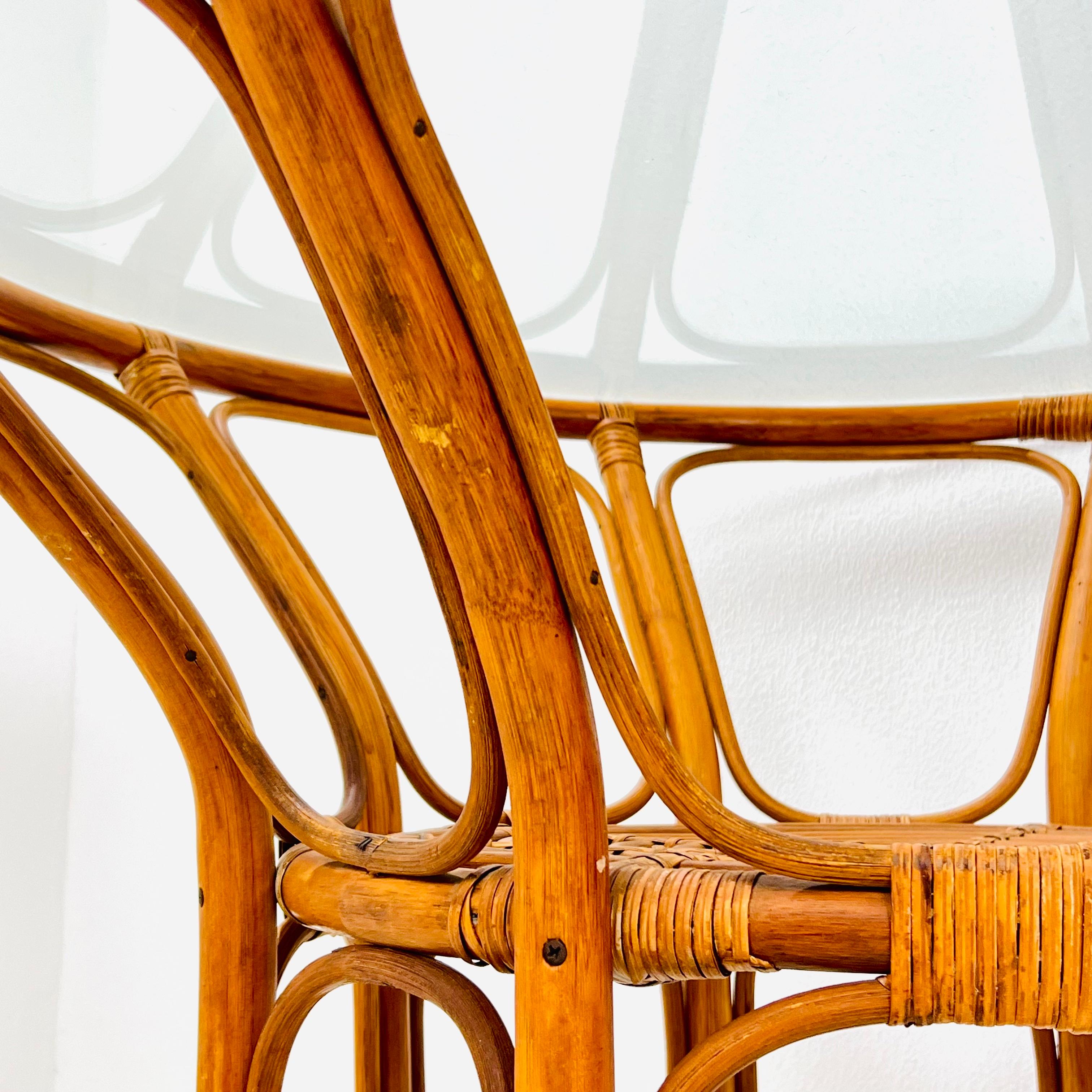 Bamboo & Rattan Round Dining Table in the Style of Albini For Sale 5