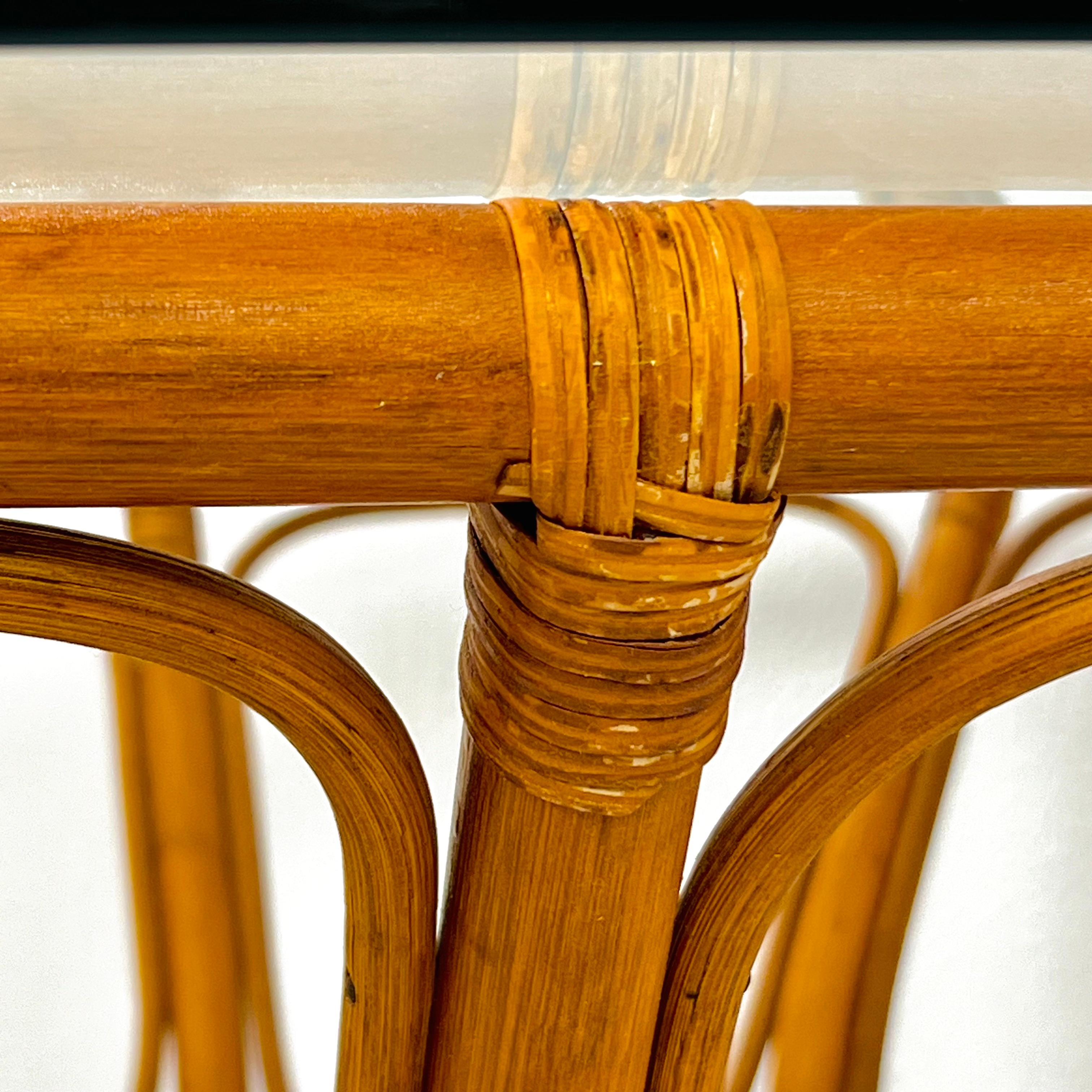 Bamboo & Rattan Round Dining Table in the Style of Albini For Sale 6