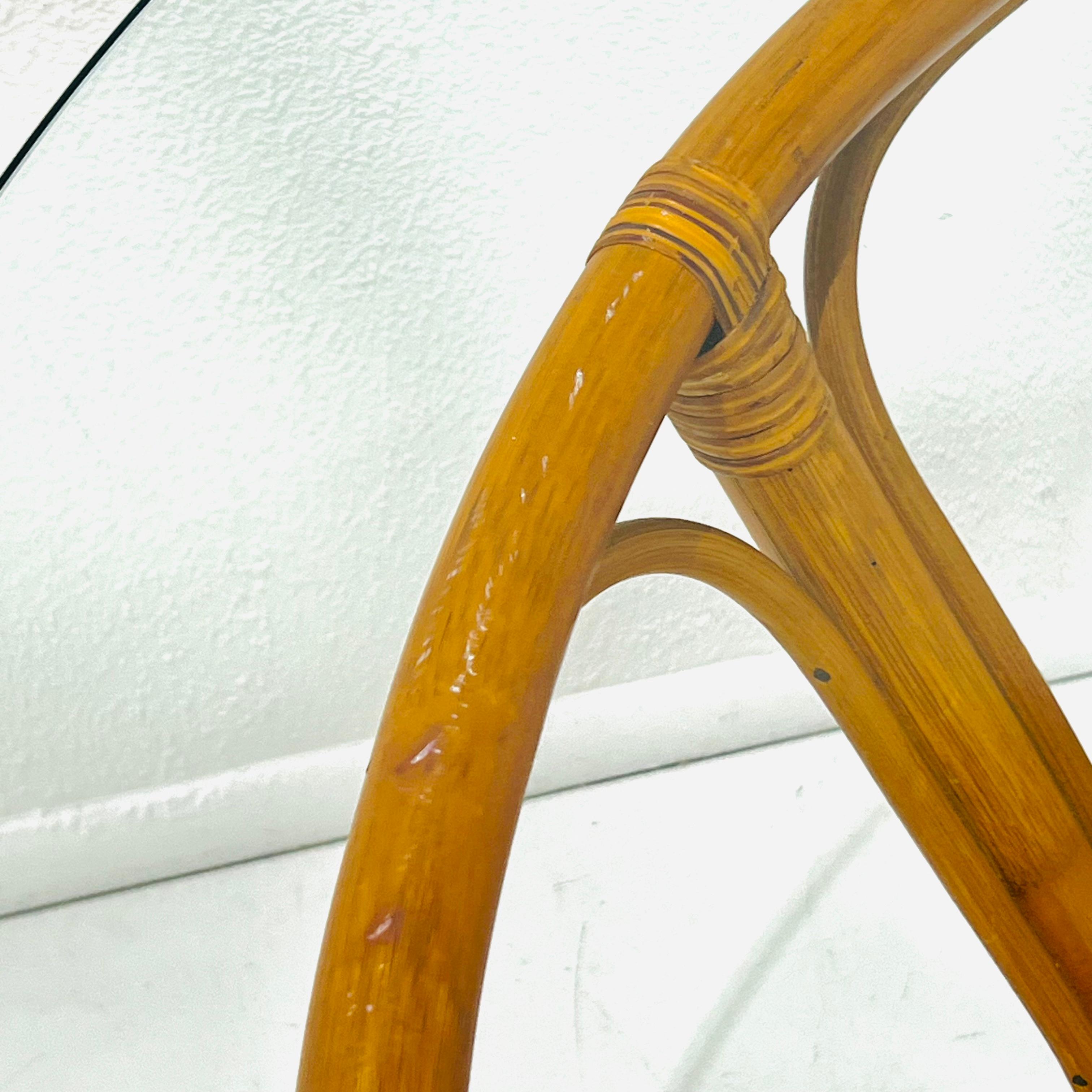 Bamboo & Rattan Round Dining Table in the Style of Albini For Sale 7
