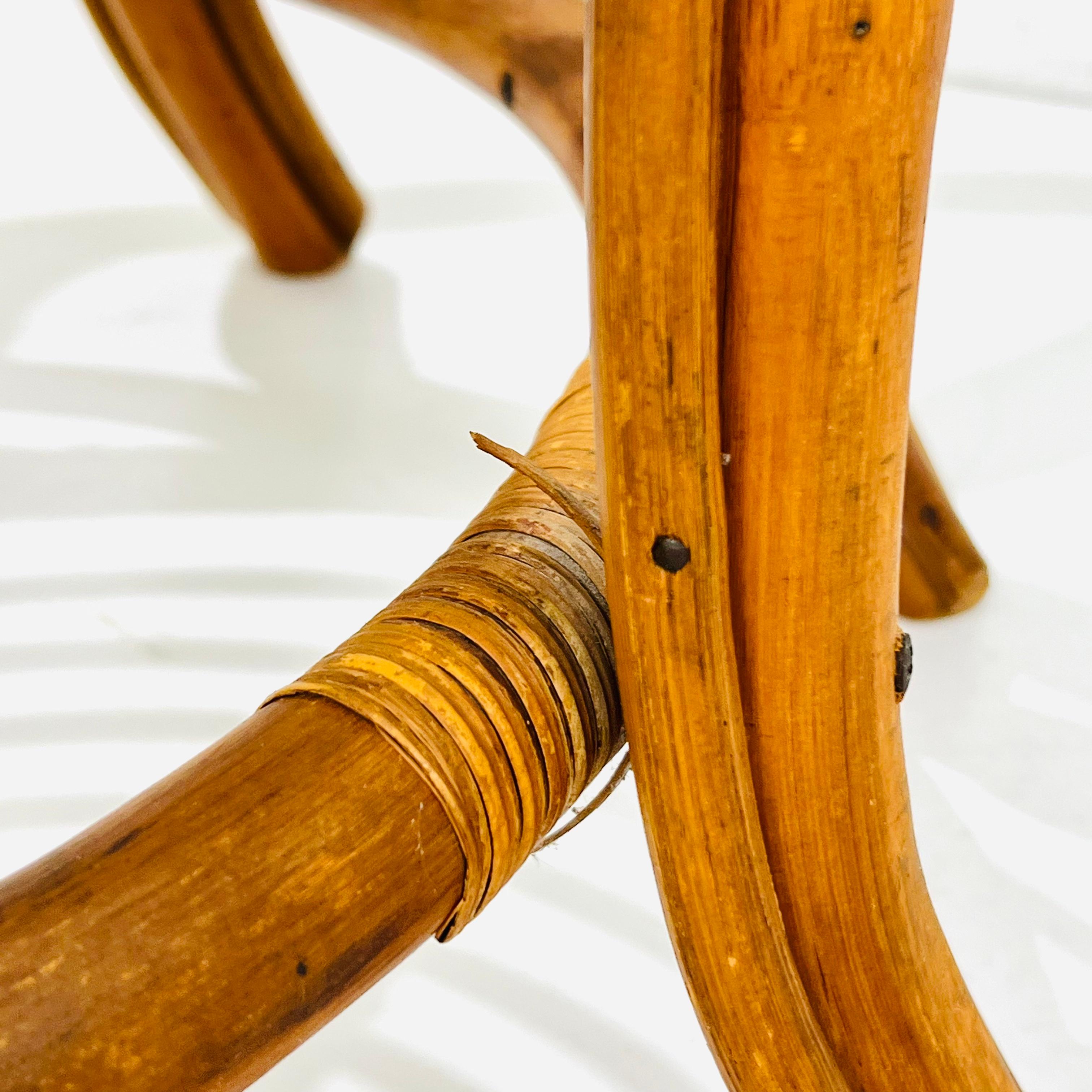 Bamboo & Rattan Round Dining Table in the Style of Albini For Sale 9