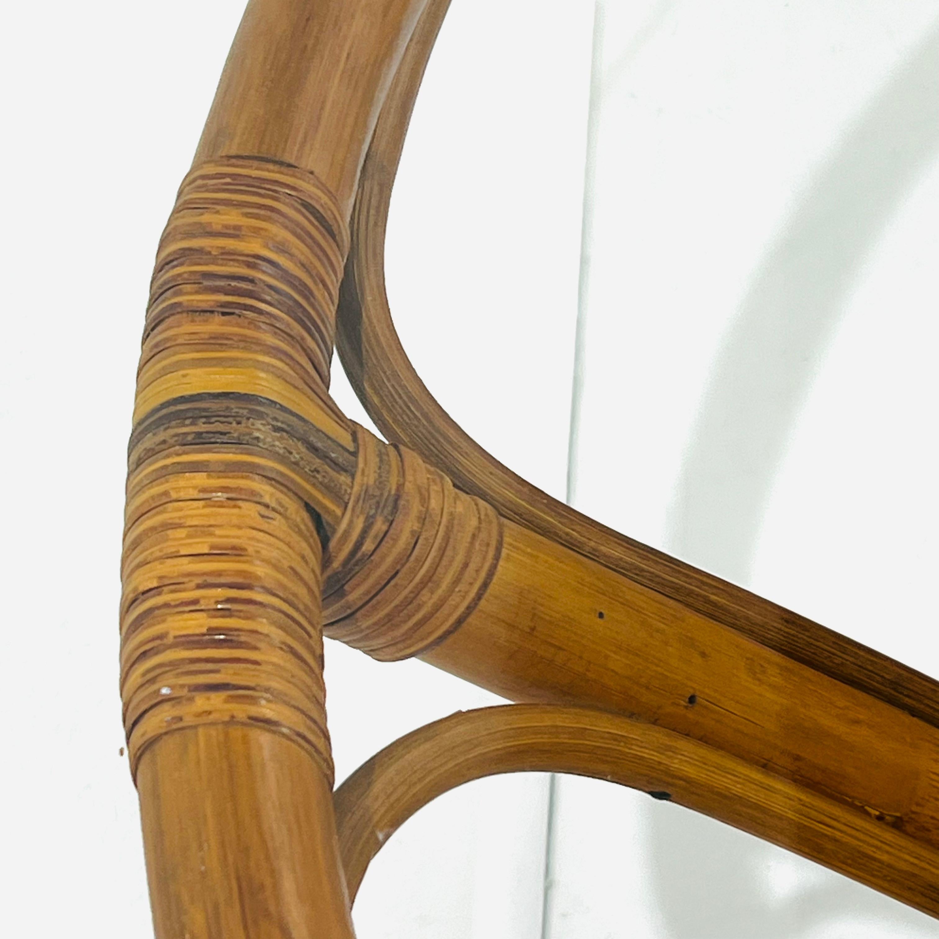 Bamboo & Rattan Round Dining Table in the Style of Albini For Sale 10