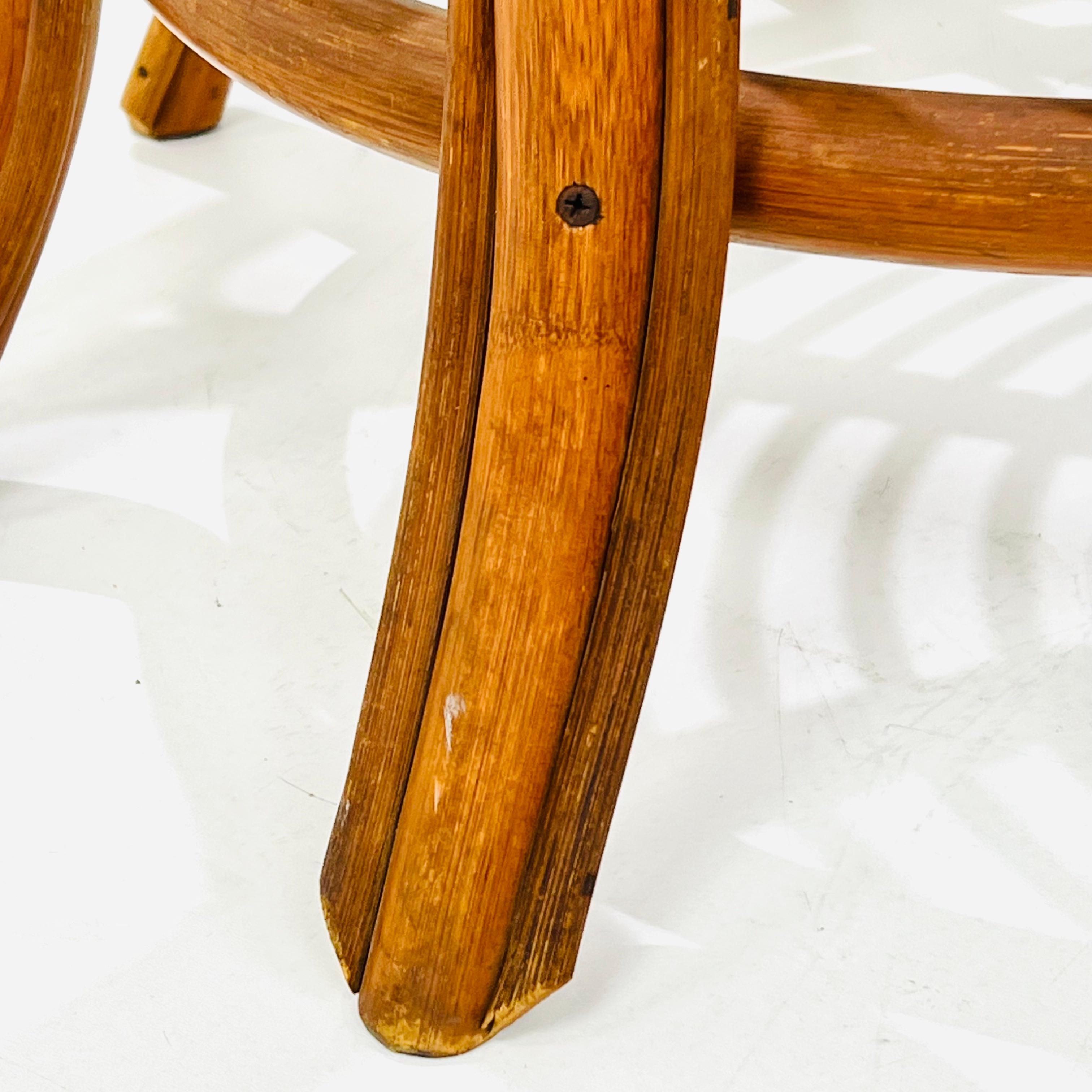 Bamboo & Rattan Round Dining Table in the Style of Albini For Sale 3