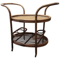 Bamboo Rattan Serving Trolley by Rohé Noordwolde, 1950s