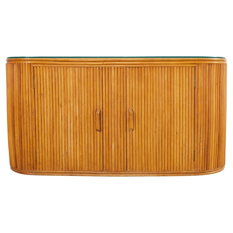 Sideboard-Anrichte aus Bambus und Rattan mit Demilunen-Beinen