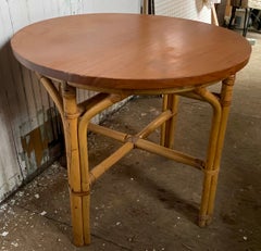 Bamboo/Rattan Small Round Side Child's Occasional Table Wood Top