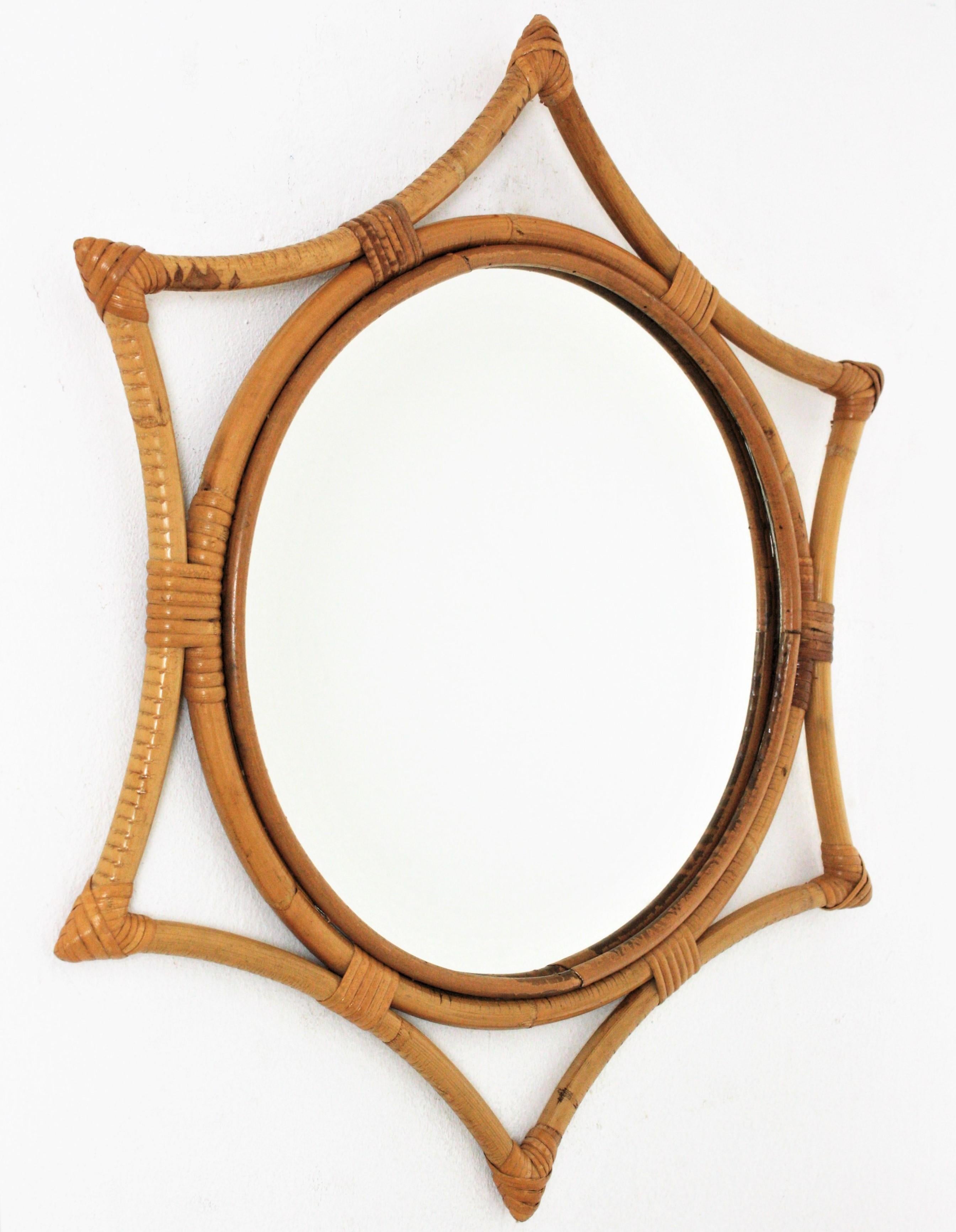 vintage rattan mirror