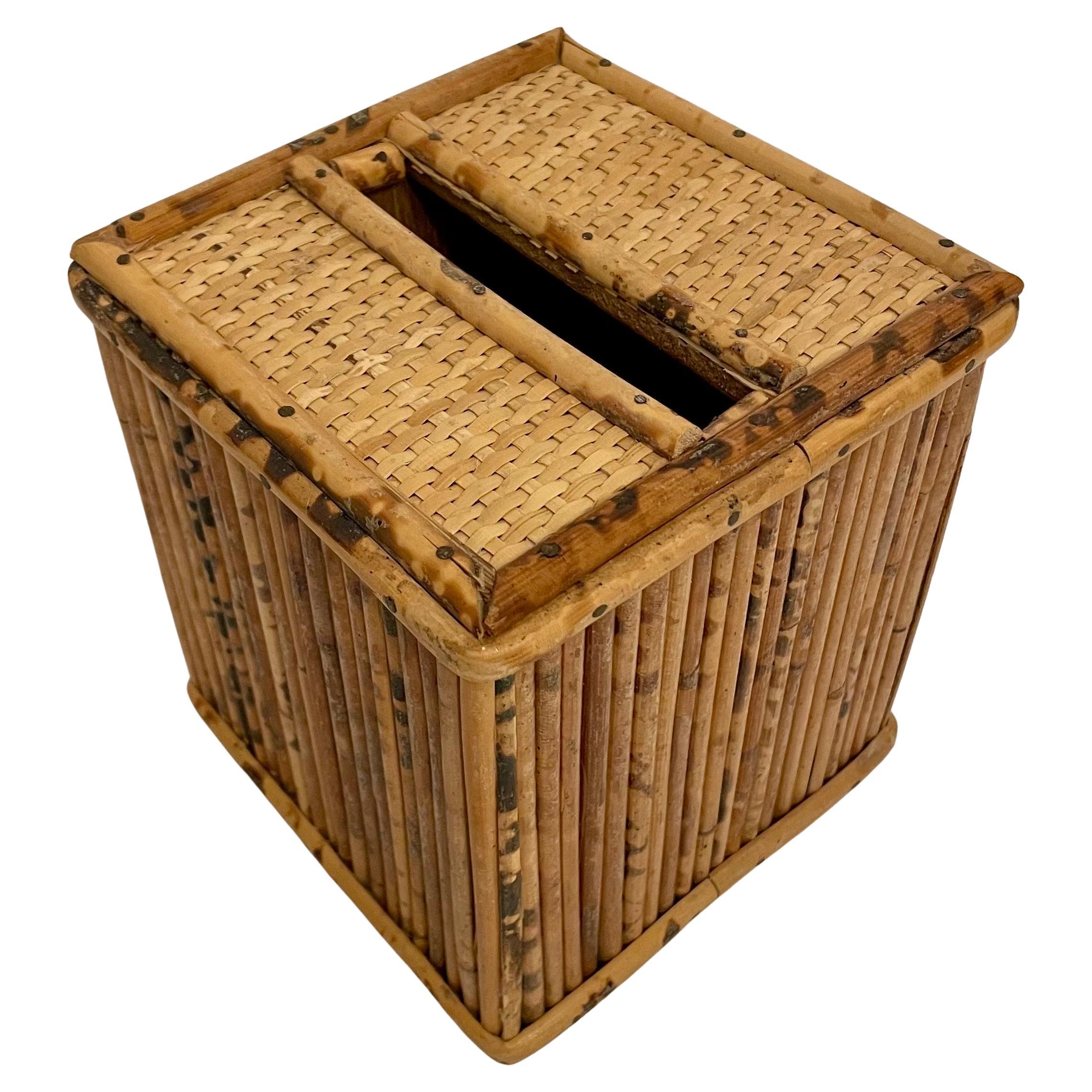 Bamboo Rattan Tissue Box Cover Holder in vendita