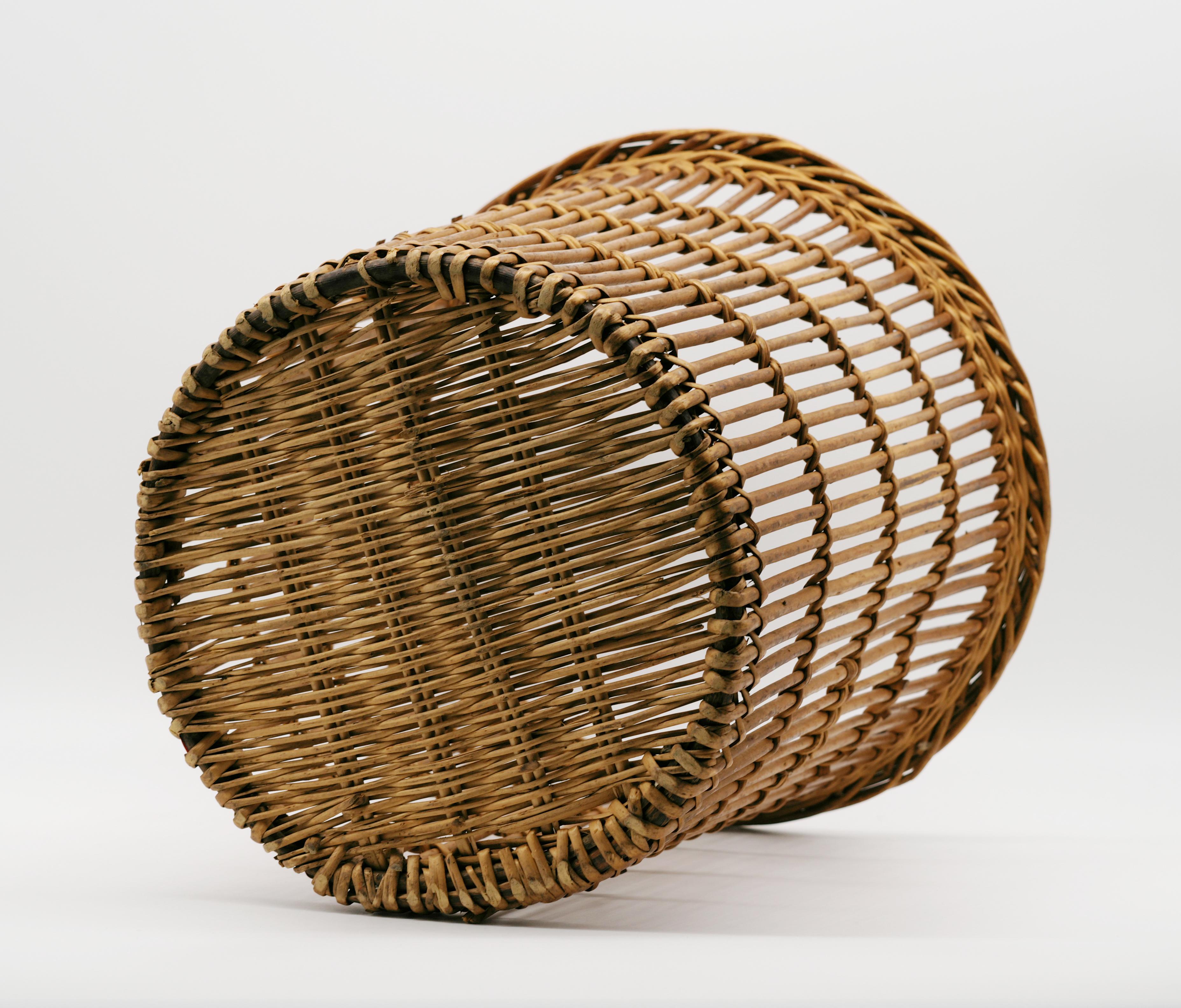 Bamboo & Rattan Trash Can or Paper Bin, 1950s For Sale 6