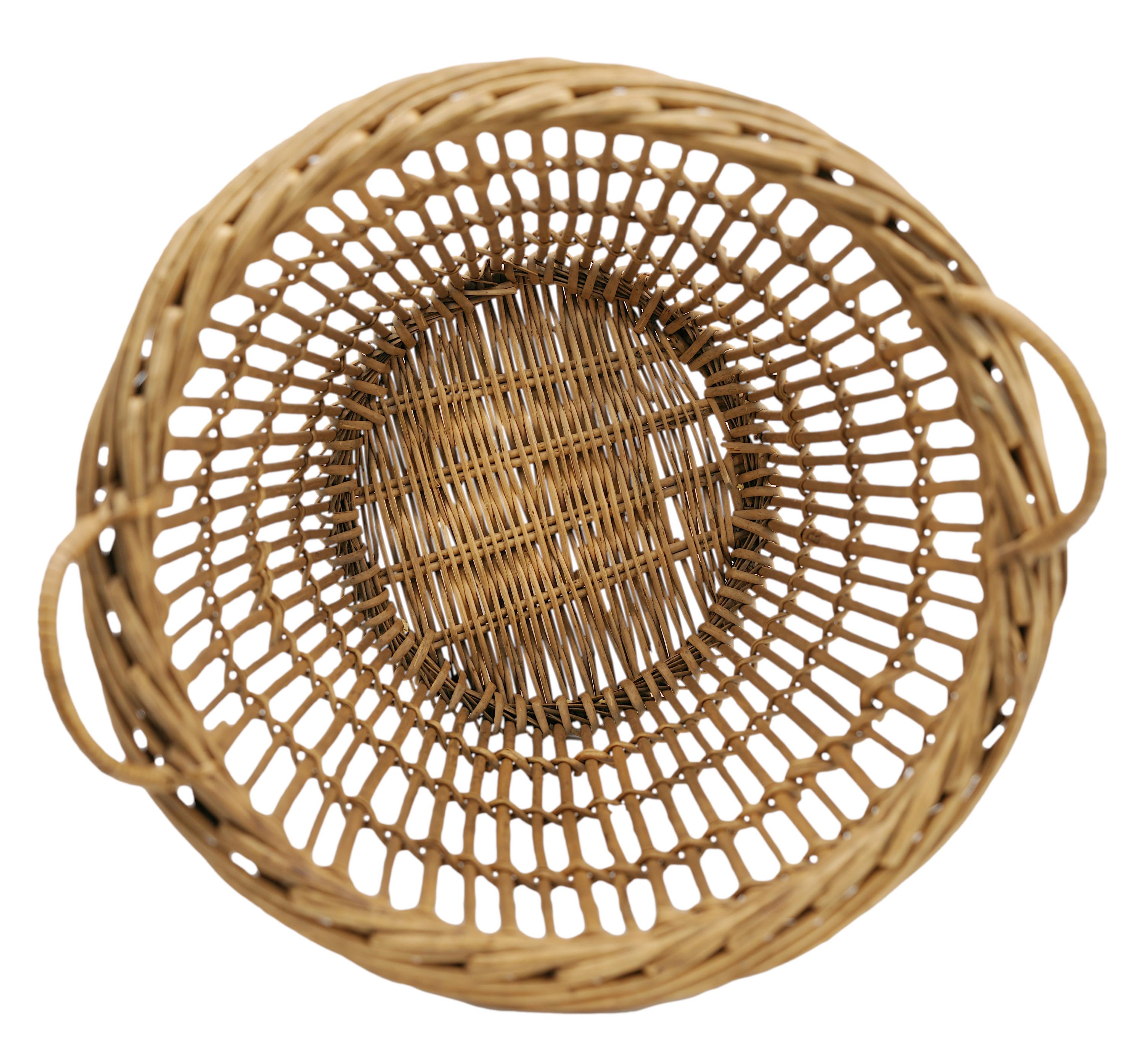Bamboo & Rattan Trash Can or Paper Bin, 1950s In Excellent Condition In Saint-Amans-des-Cots, FR