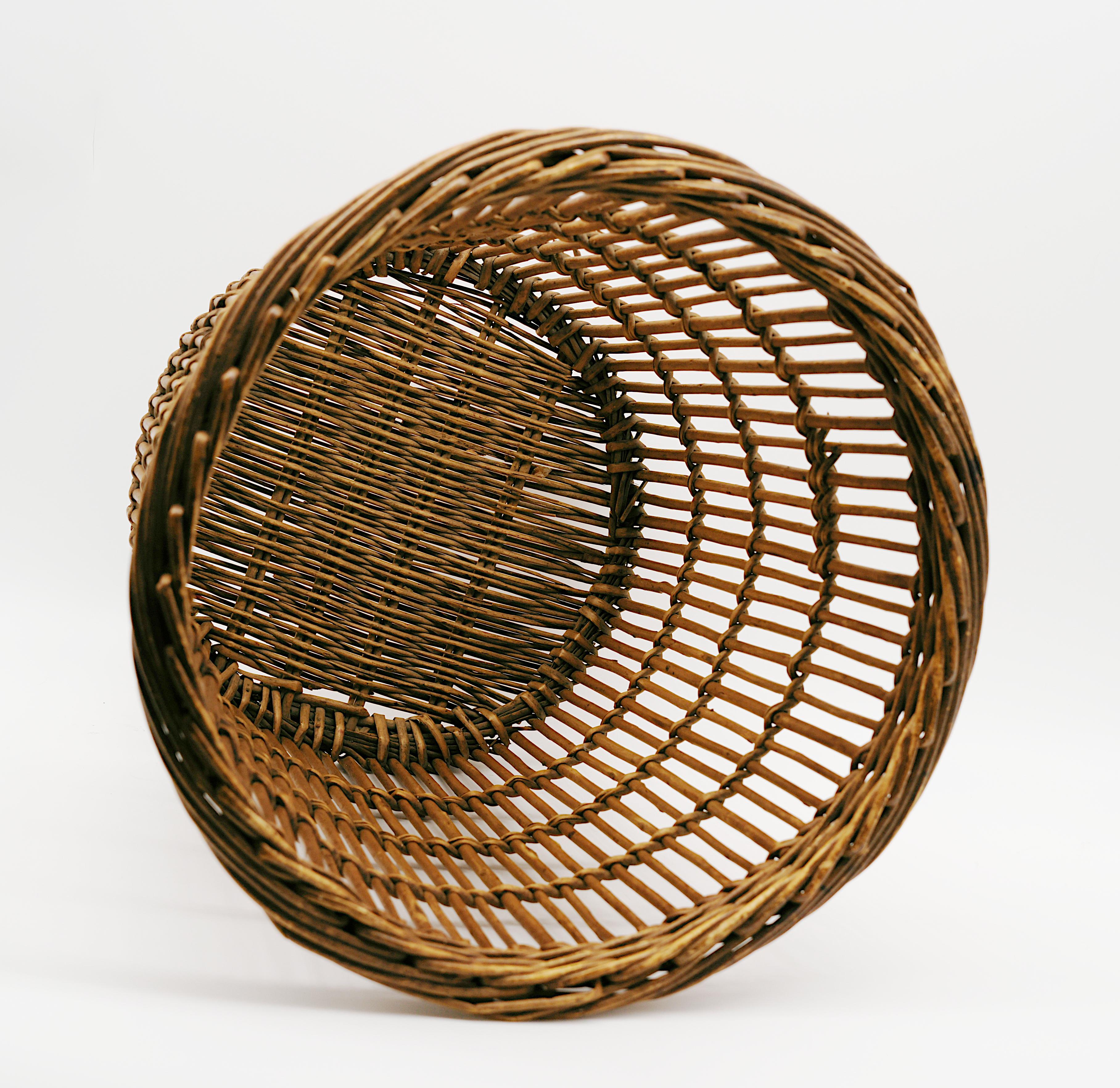 Bamboo & Rattan Trash Can or Paper Bin, 1950s In Good Condition For Sale In Saint-Amans-des-Cots, FR