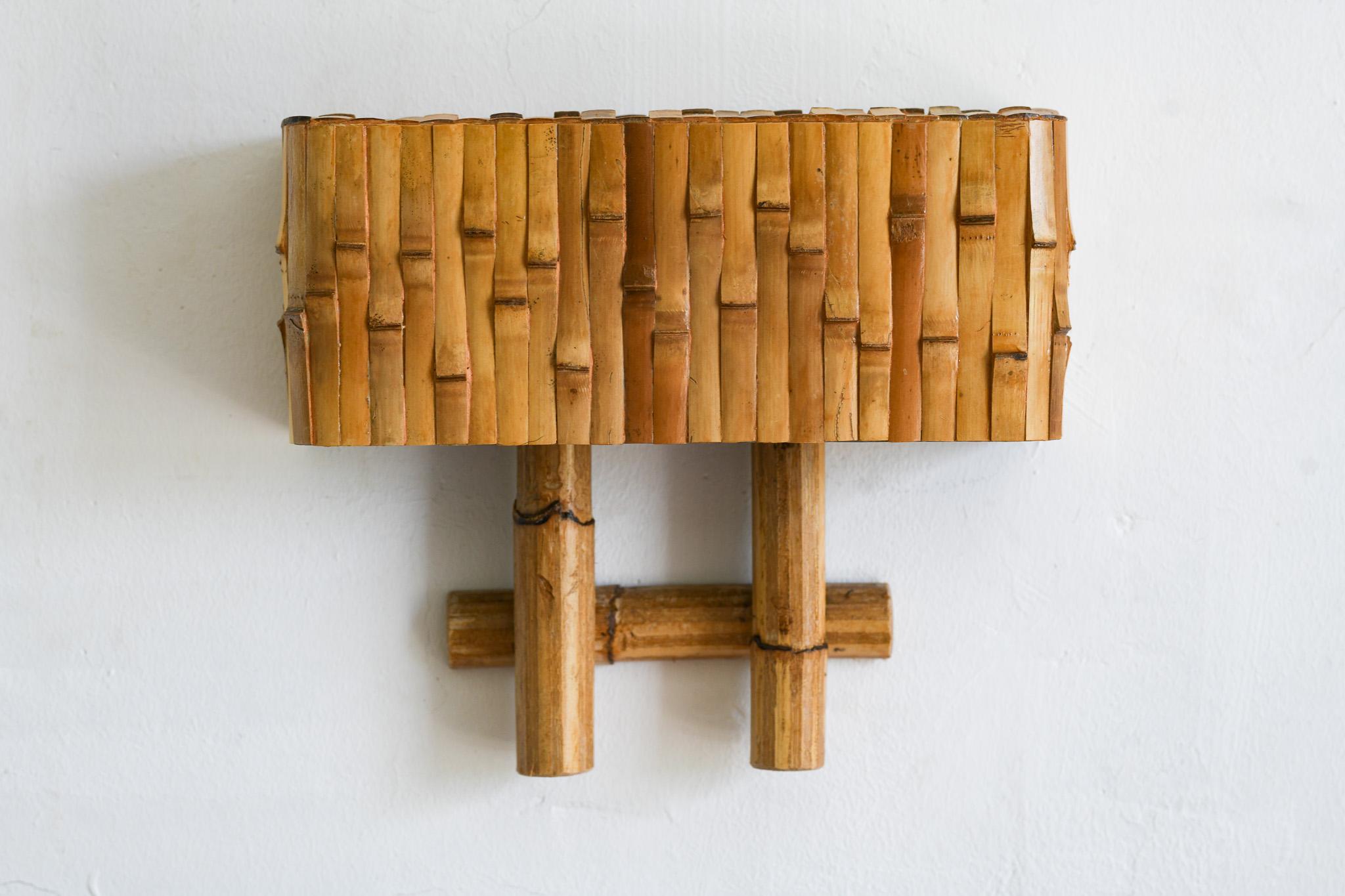 Lampe murale en bambou et rotin, mi-siècle moderne en vente 1