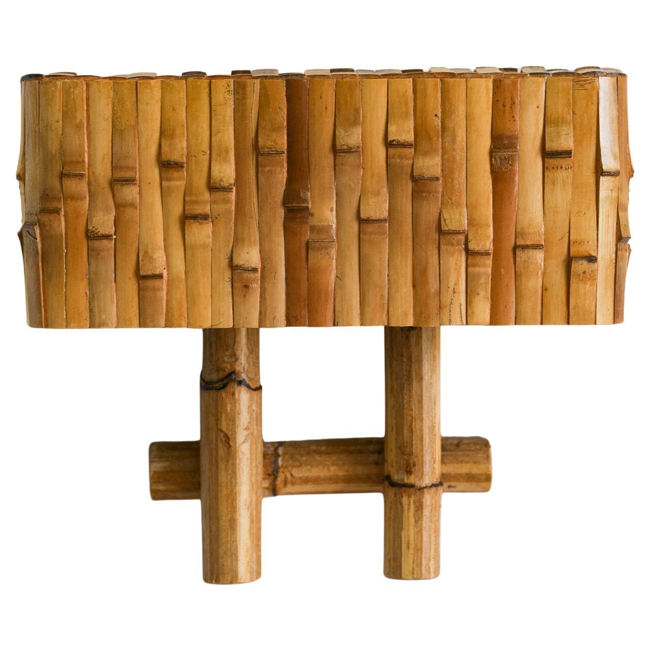 Downward Bambus-Rattan-Wandleuchte Mid-Century Modern