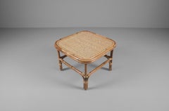 Bamboo, Rattan & Wicker Squared Coffee Table, 1960s, Italy