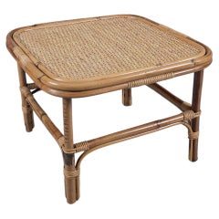 Bamboo, Rattan & Wicker Squared Coffee Table, 1960s, Italy