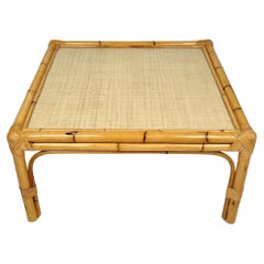 Bamboo, Rattan & Wicker Squared Coffee Table, Italy, 1960s