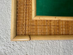 Specchio da parete in vimini di bambù e rattan, attr. a Dal Vera, Italia, anni '70