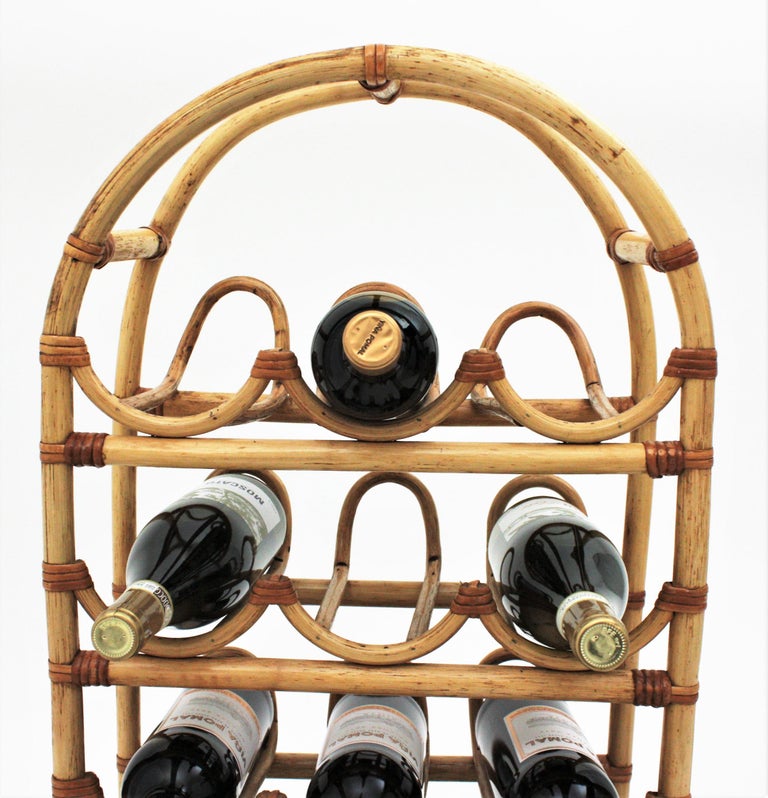 Rattan Bamboo Bottle Rack / Stand For Sale at 1stDibs