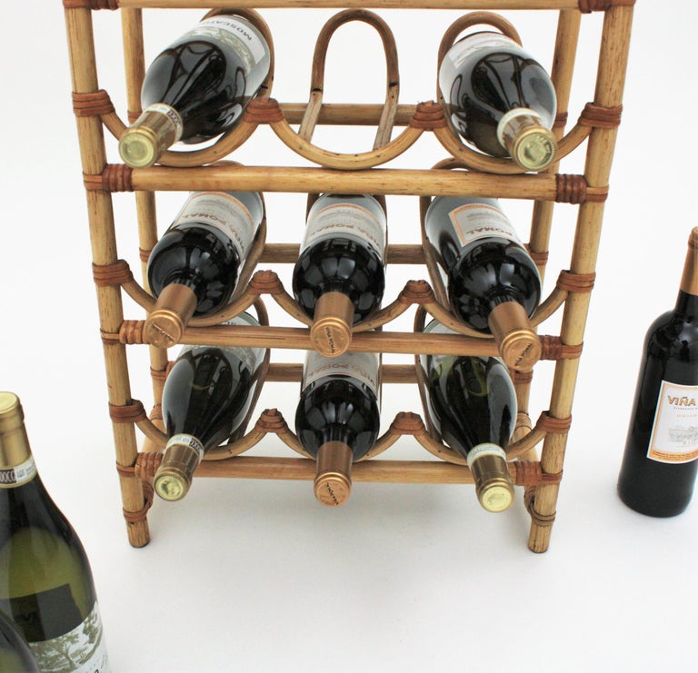 Rattan Bamboo Bottle Rack / Stand For Sale at 1stDibs