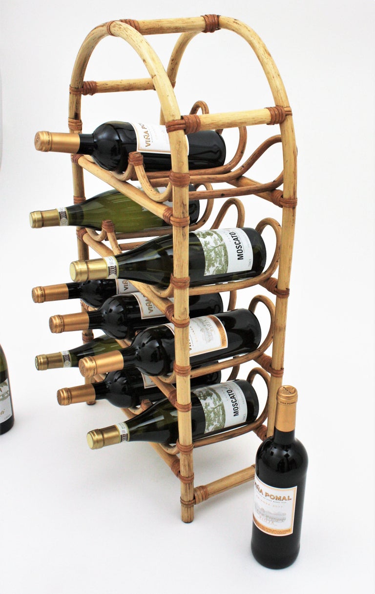 Rattan Bamboo Bottle Rack / Stand For Sale at 1stDibs