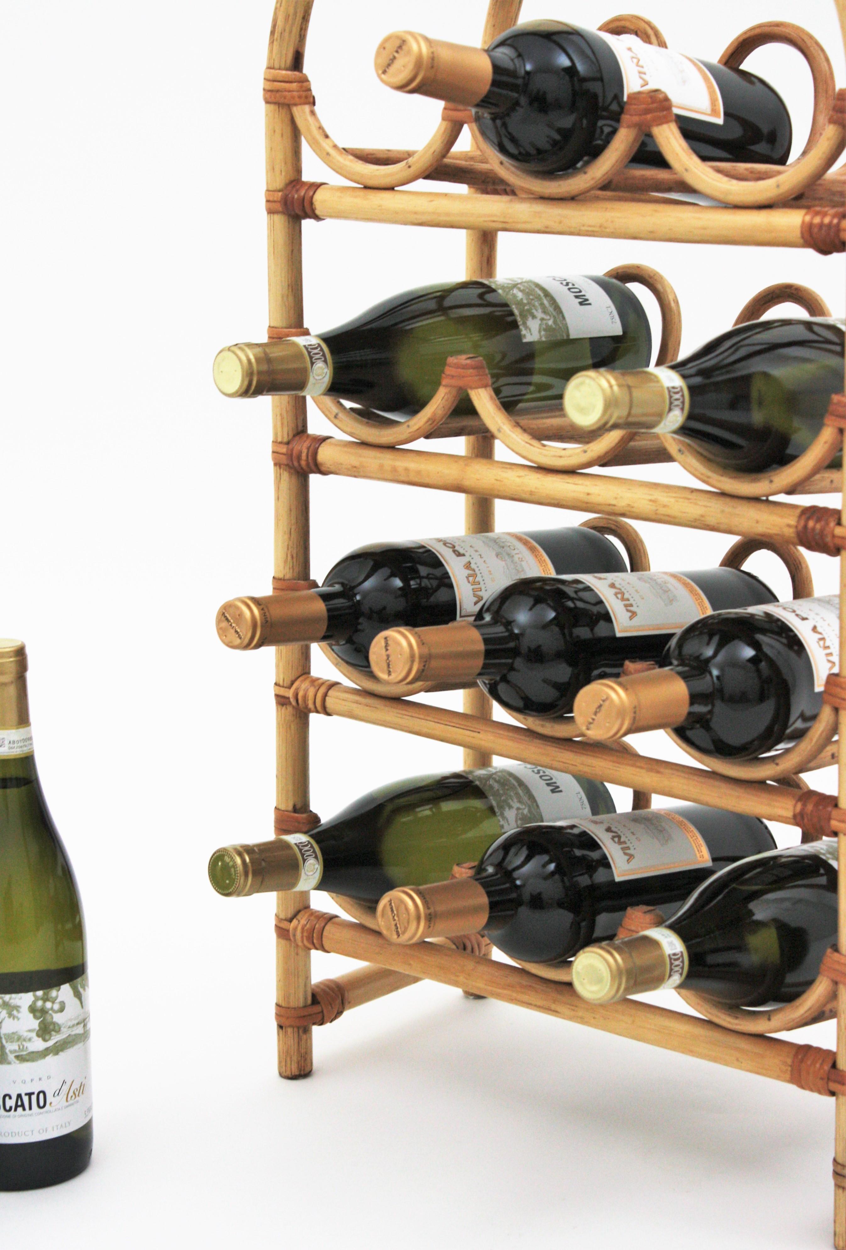 Rattan Bamboo Bottle Rack / Stand For Sale at 1stDibs
