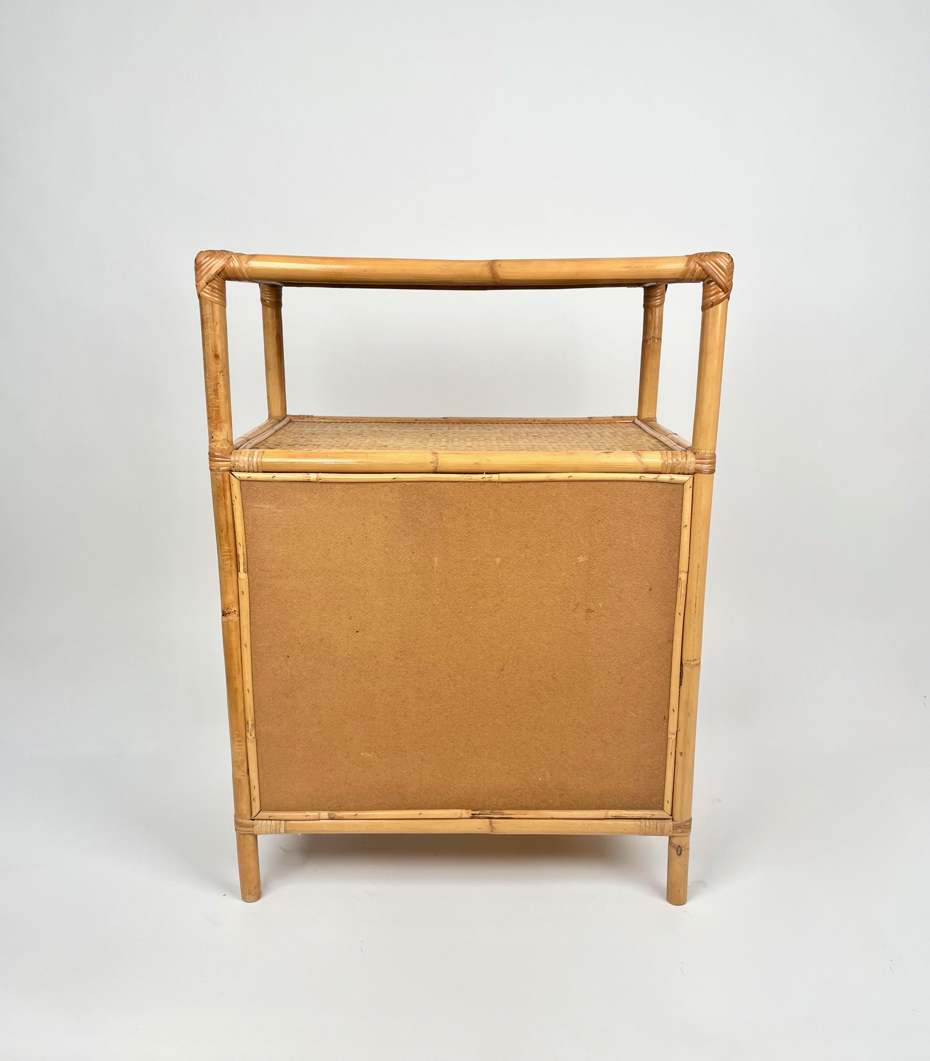 Consoles d'armoire en bambou, rotin et bois, Italie, 1970 5