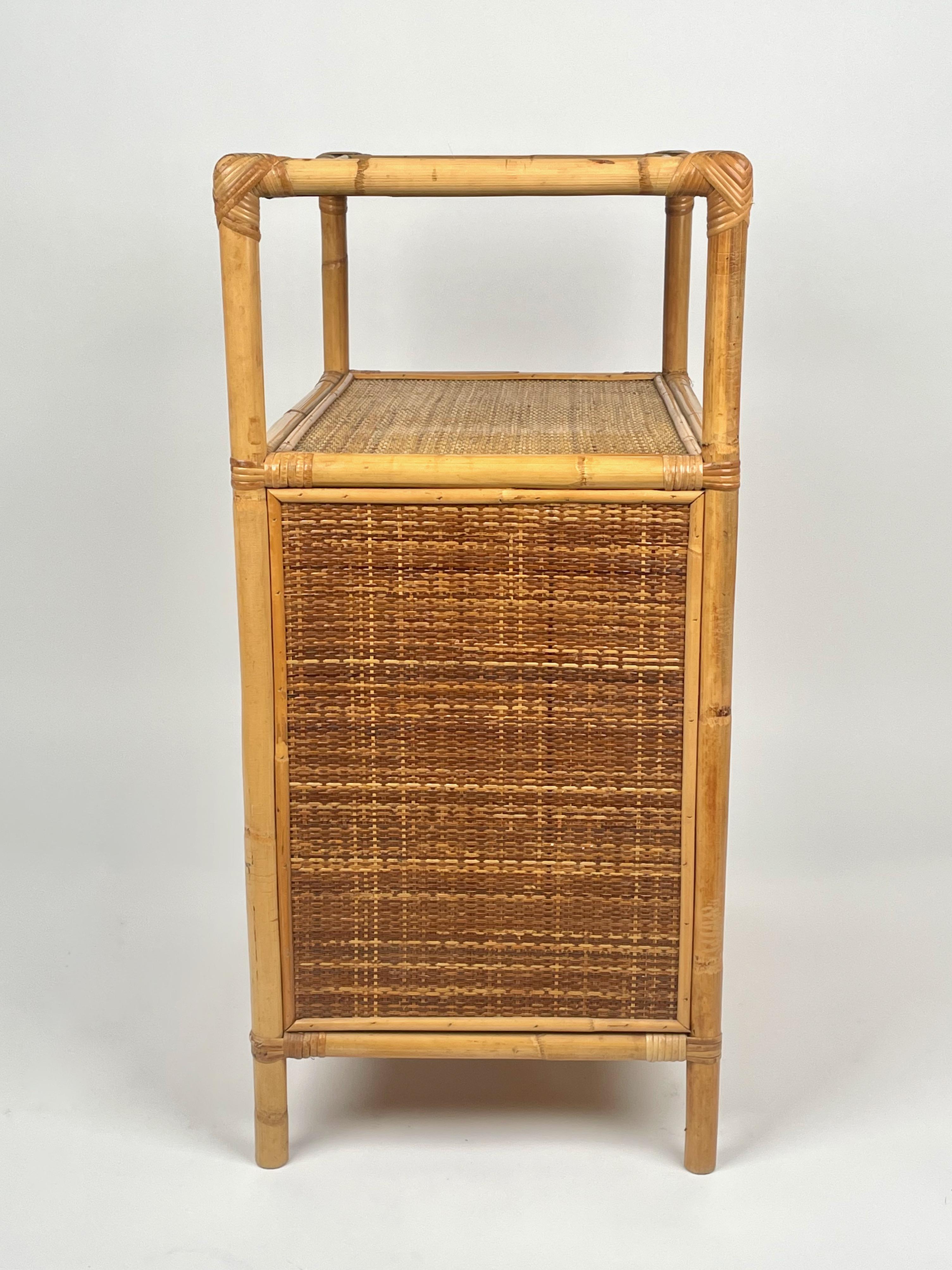 Consoles d'armoire en bambou, rotin et bois, Italie, 1970 1