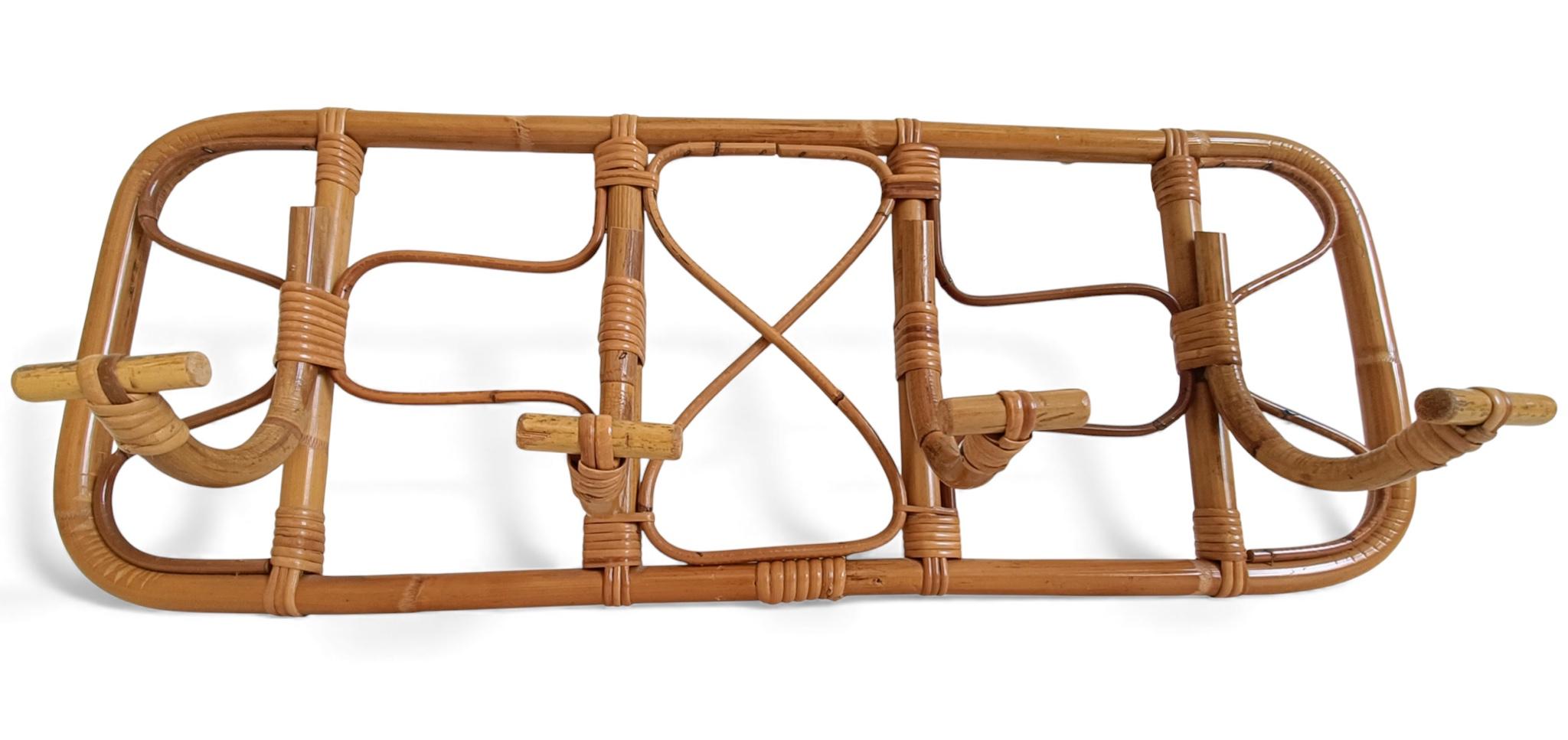 Perchero XL de bambú y ratán - Estilo Riviera Francesa de mediados de siglo, Italia, años 60 en venta 2