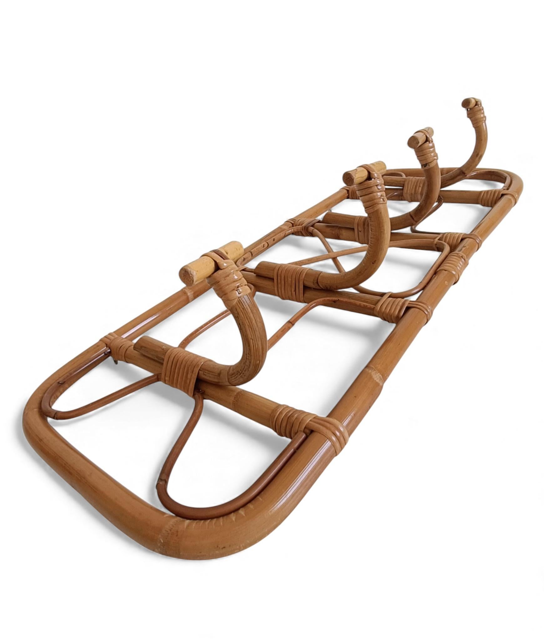 Perchero XL de bambú y ratán - Estilo Riviera Francesa de mediados de siglo, Italia, años 60 en venta 4