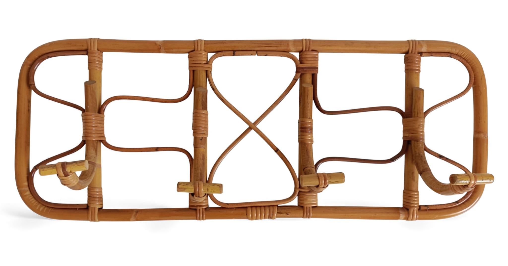 Perchero XL de bambú y ratán - Estilo Riviera Francesa de mediados de siglo, Italia, años 60 en venta 7
