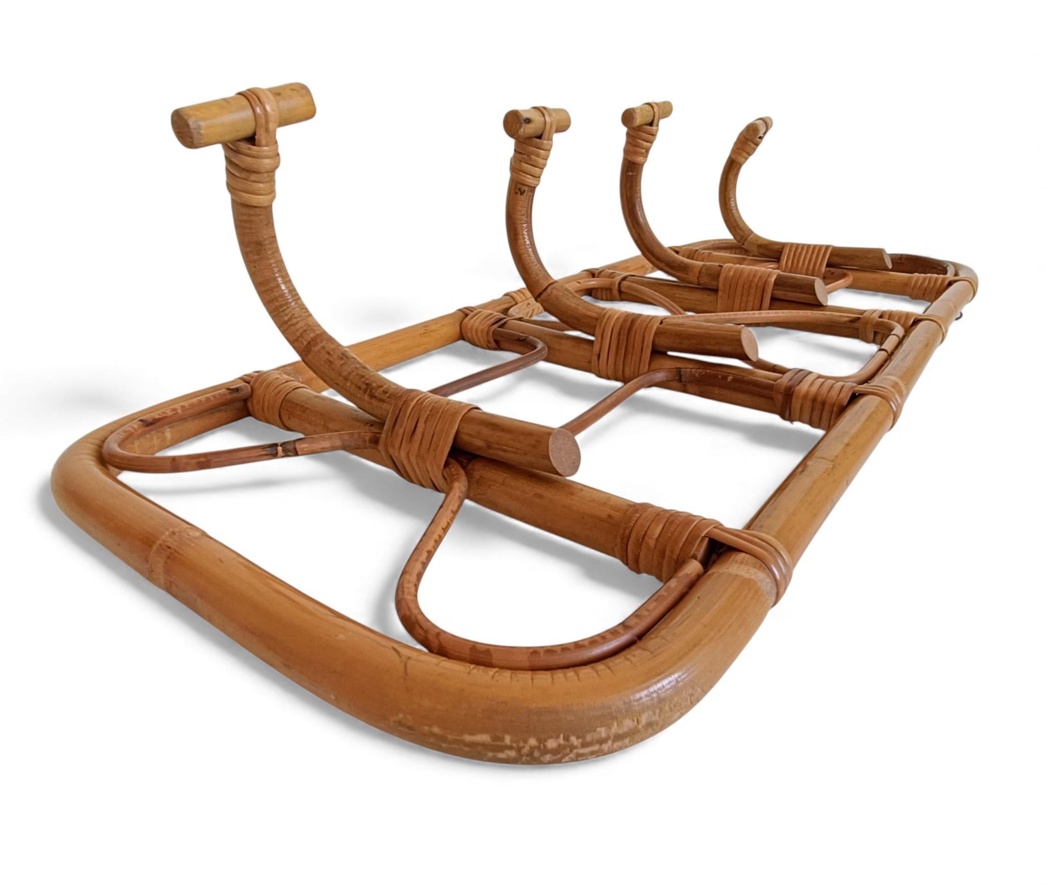 Perchero XL de bambú y ratán - Estilo Riviera Francesa de mediados de siglo, Italia, años 60 en venta 9