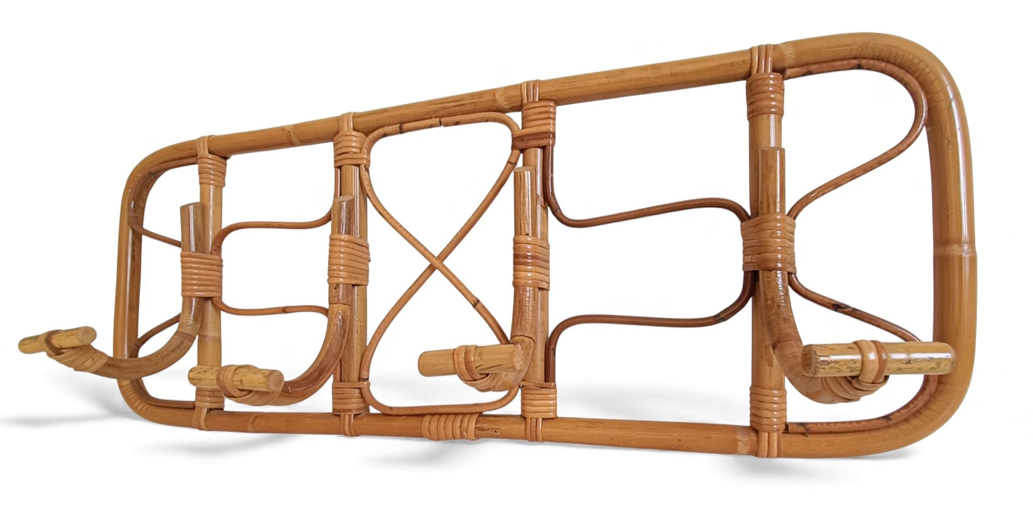 Perchero XL de bambú y ratán - Estilo Riviera Francesa de mediados de siglo, Italia, años 60 Italiano en venta