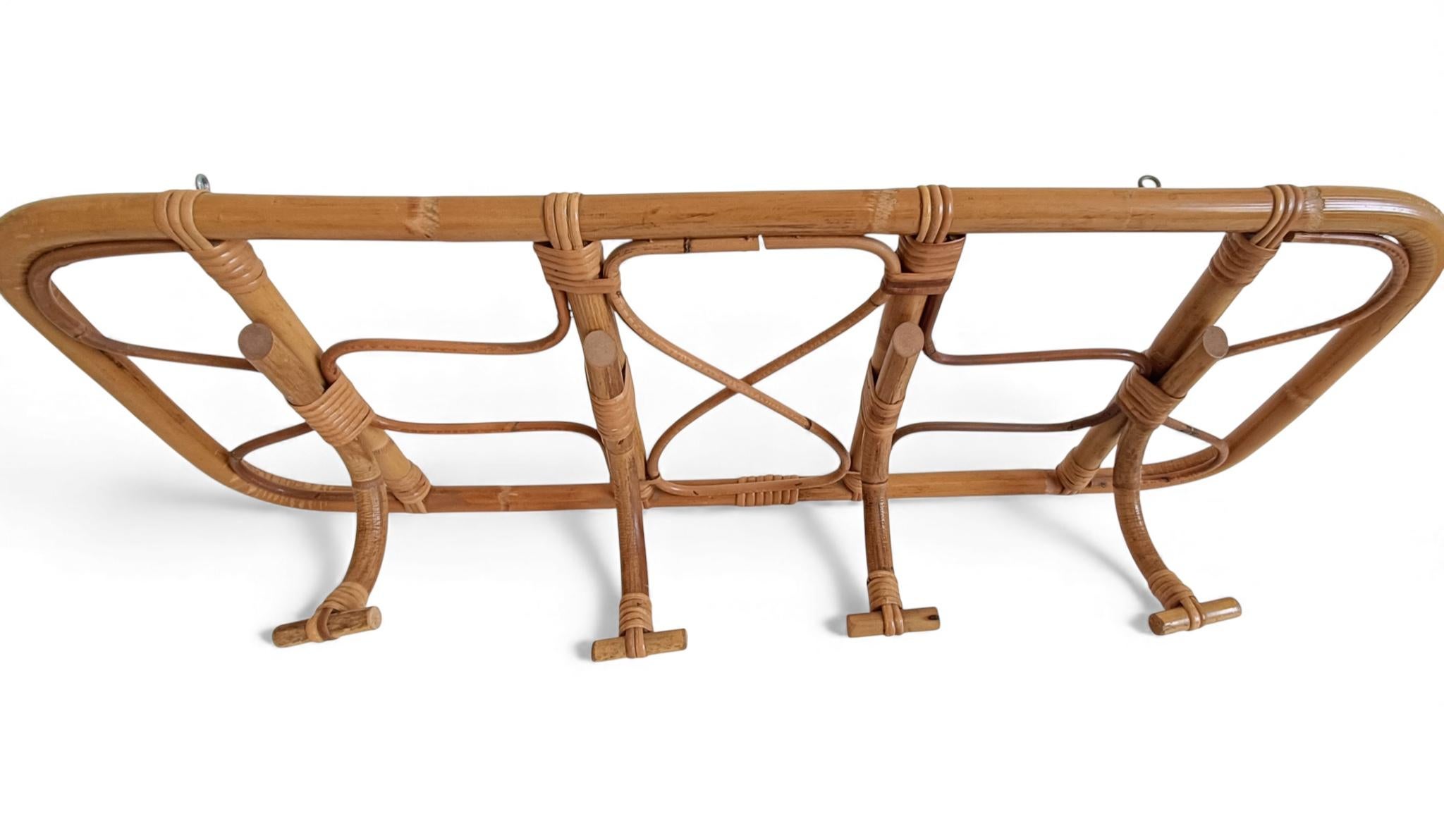 Perchero XL de bambú y ratán - Estilo Riviera Francesa de mediados de siglo, Italia, años 60 mediados del siglo XX en venta