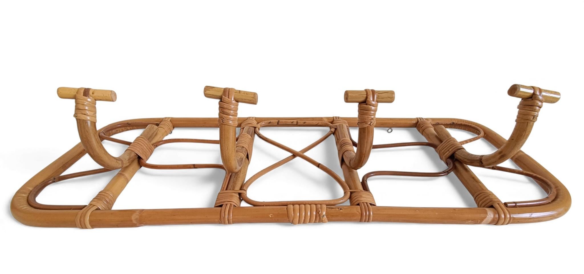 Perchero XL de bambú y ratán - Estilo Riviera Francesa de mediados de siglo, Italia, años 60 Bambú en venta