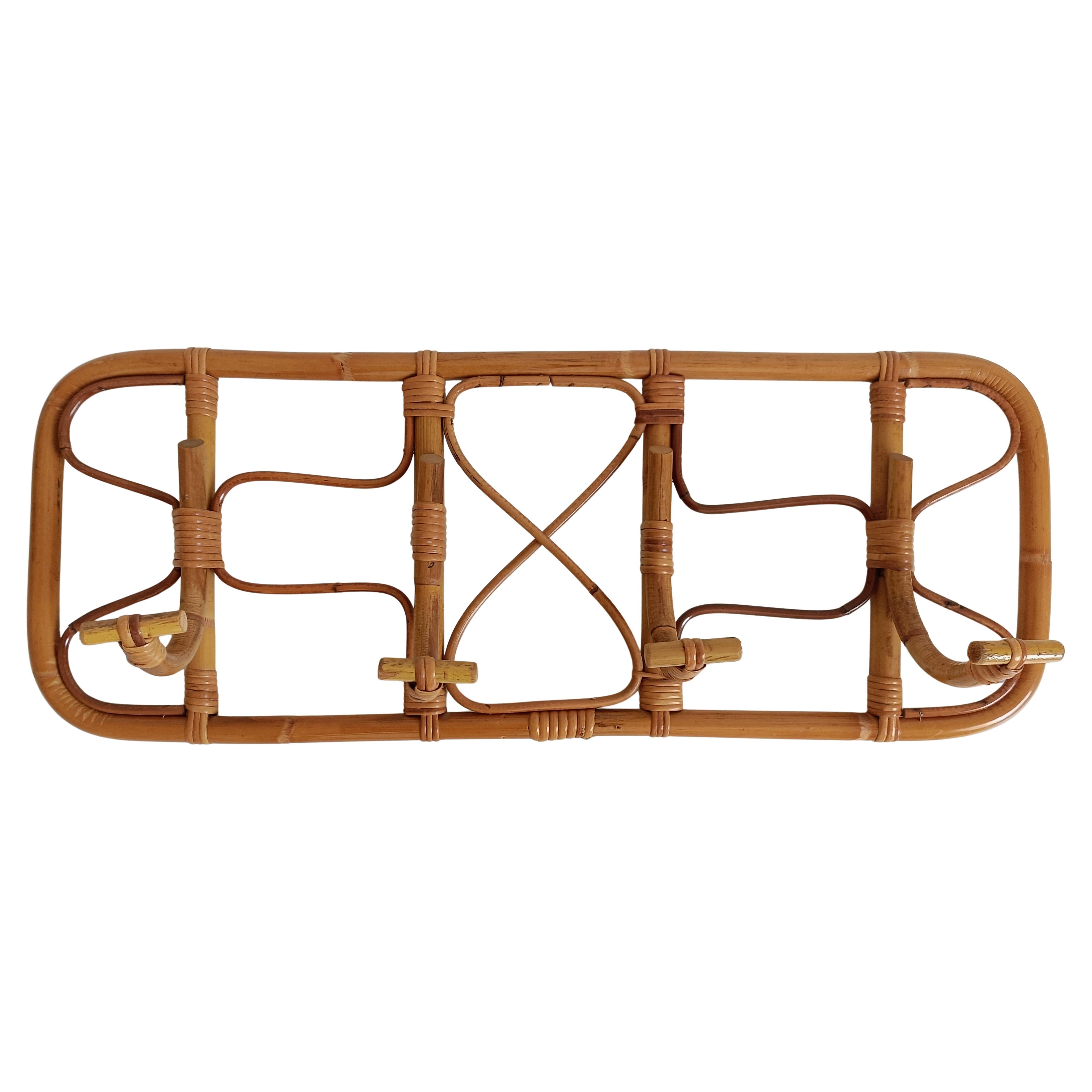 Appendiabiti XL in bambù e rattan - stile Costa Azzurra di metà secolo, Italia, anni 
60