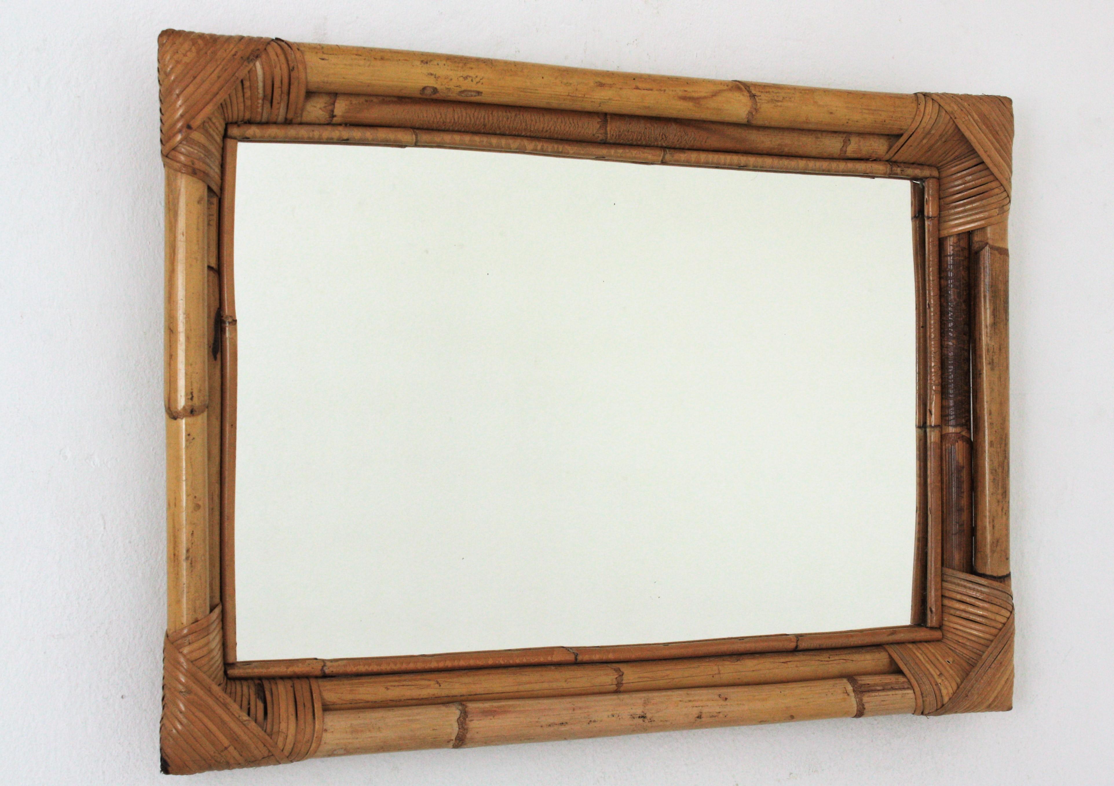 miroir bambou vintage