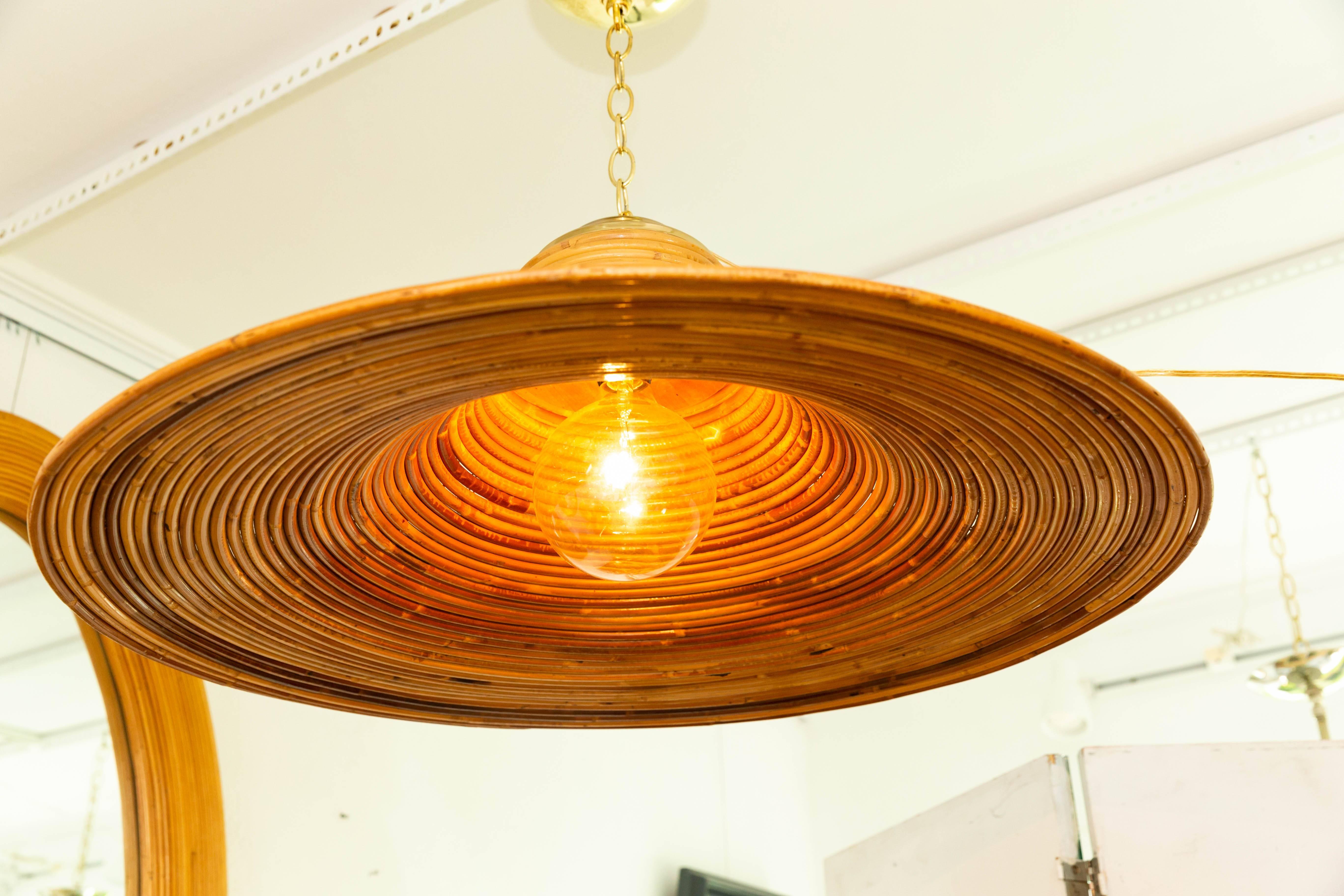 Bamboo Reed Chandelier with Brass Details 3